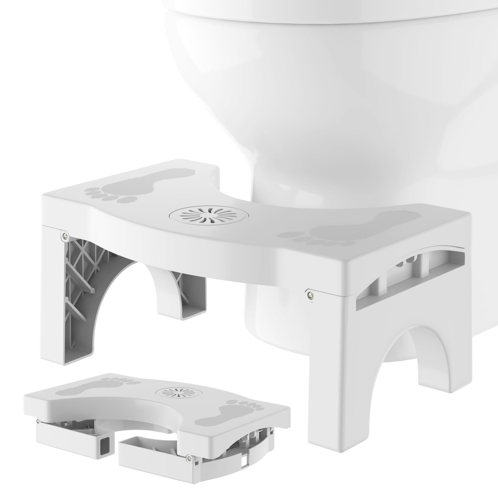 GIMLEKER Foldable Toilet Stool for Adults, Non-Slip Bathroom Squatting White