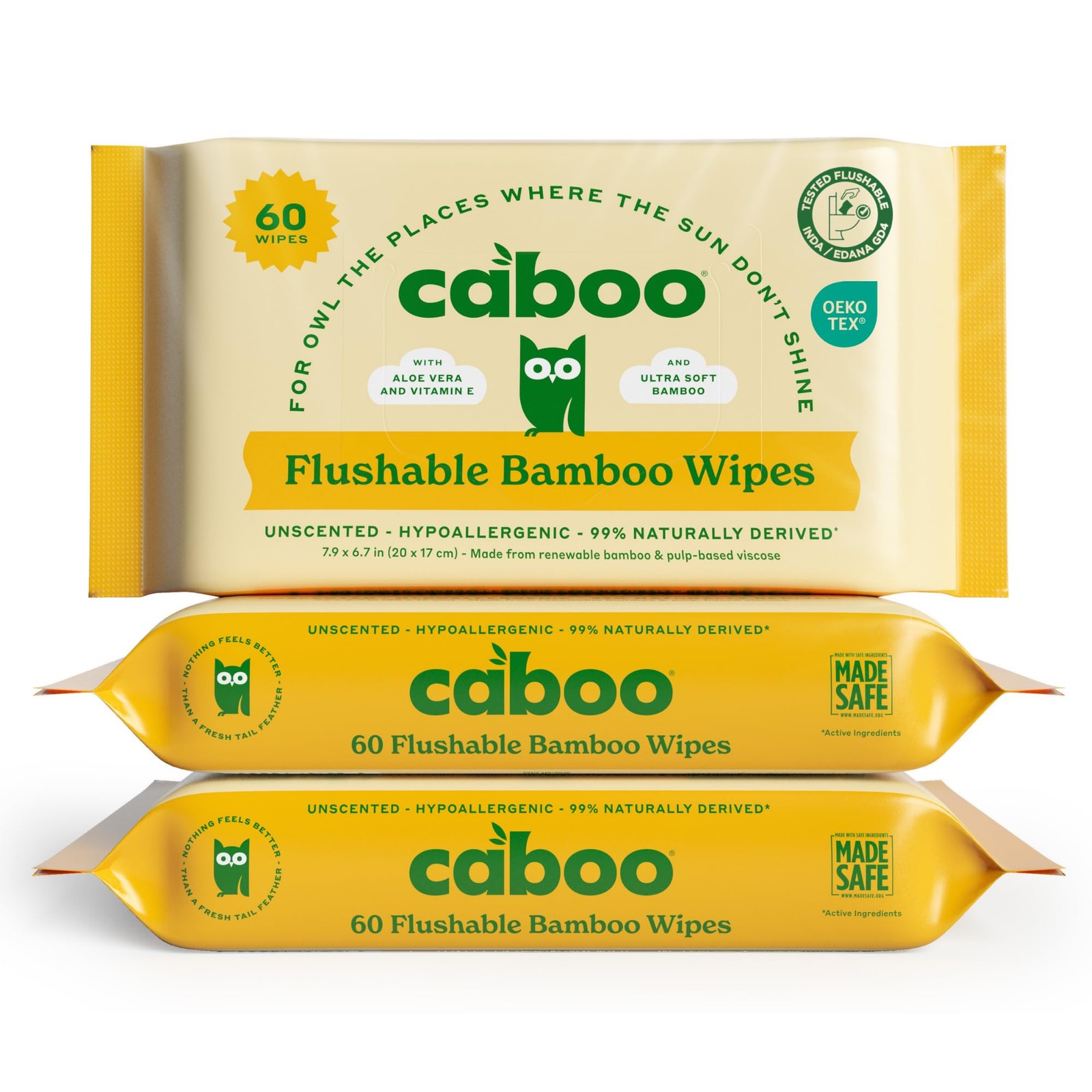 Caboo Tree Free Flushable Wipes Septic Safe 60 Count Pack Total