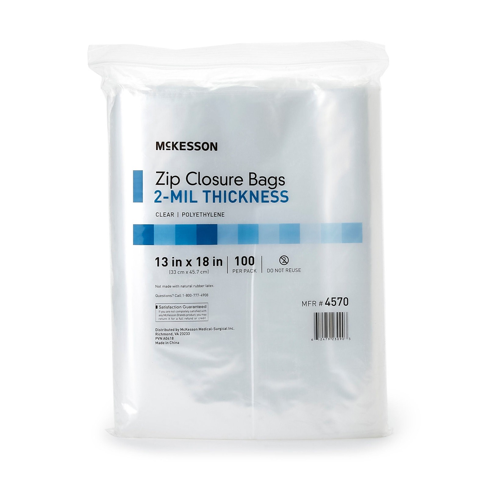 McKesson Zipper Closure Reclosable Bag 13 x 18″ 2 mil Polyethylene 1000 Ct