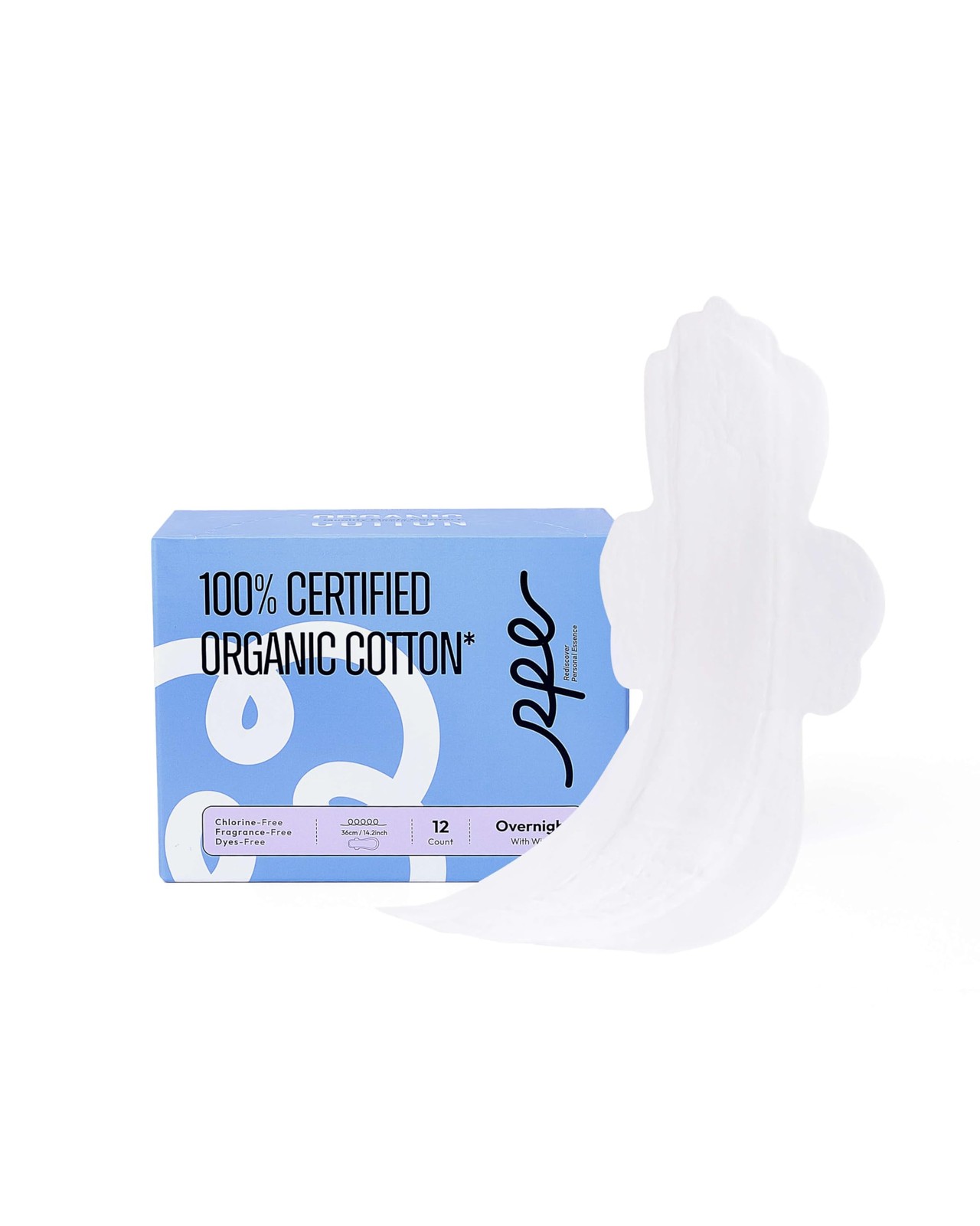 Overnight Pads Size 5 12 Count 100% Organic Cotton RPE Life GOTS