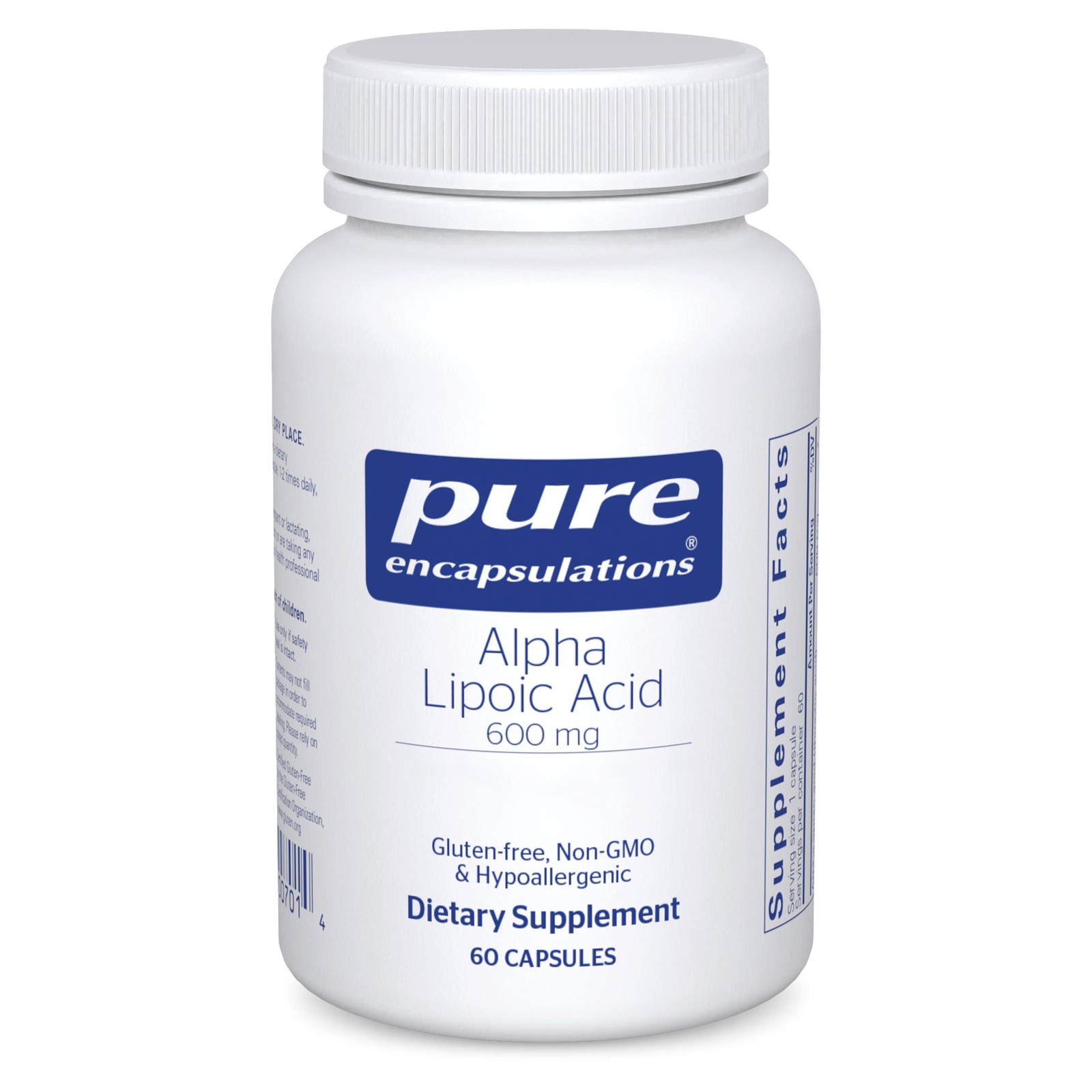 Alpha Lipoic Acid 600mg 60 Capsules ALA Supplement Pure Encapsulations Liver