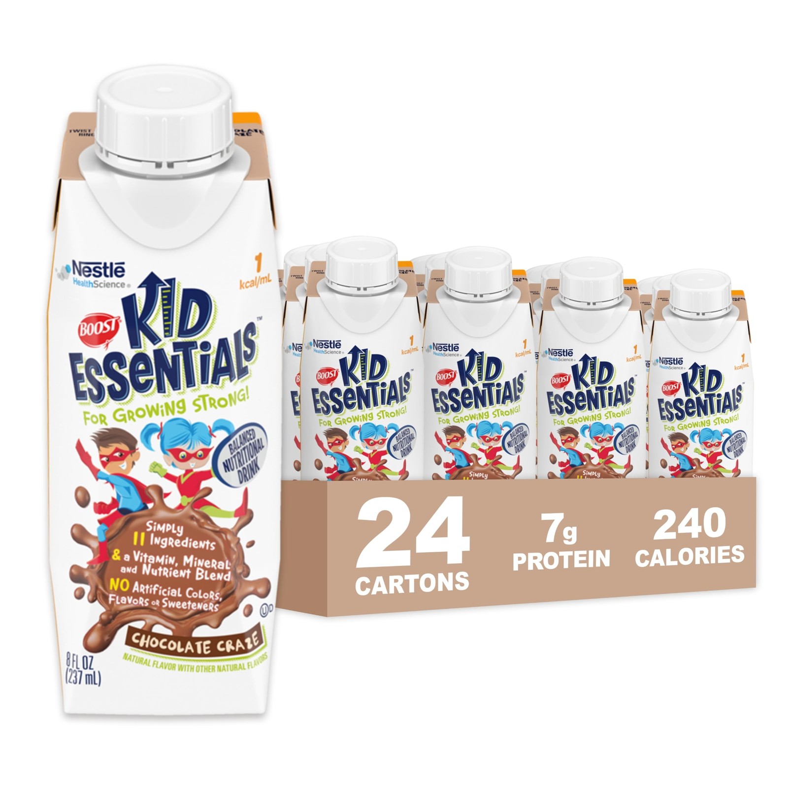 Nutritional Drink Kids Chocolate 8 fl oz Pack of 24 BOOST Essential Essentials