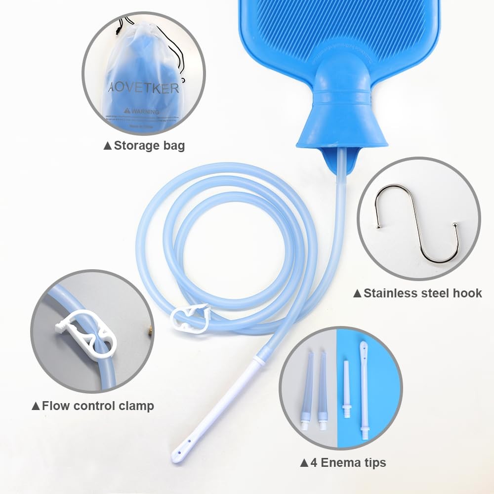 Enema Bag Kit for Women & Men, Colon Cleanse Enema Bag 2L with 4 Tips & Flow …