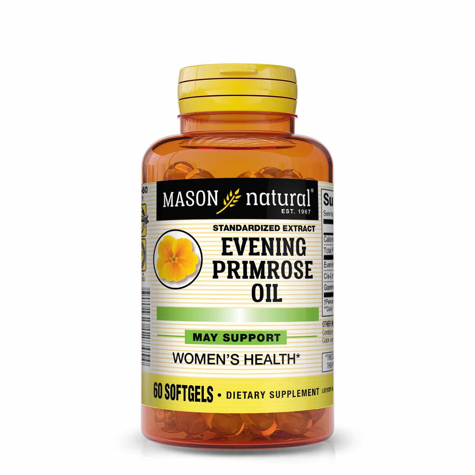 Evening Primrose Oil 1000mg 60 Softgels Hormonal Balance Women Mason NATURAL