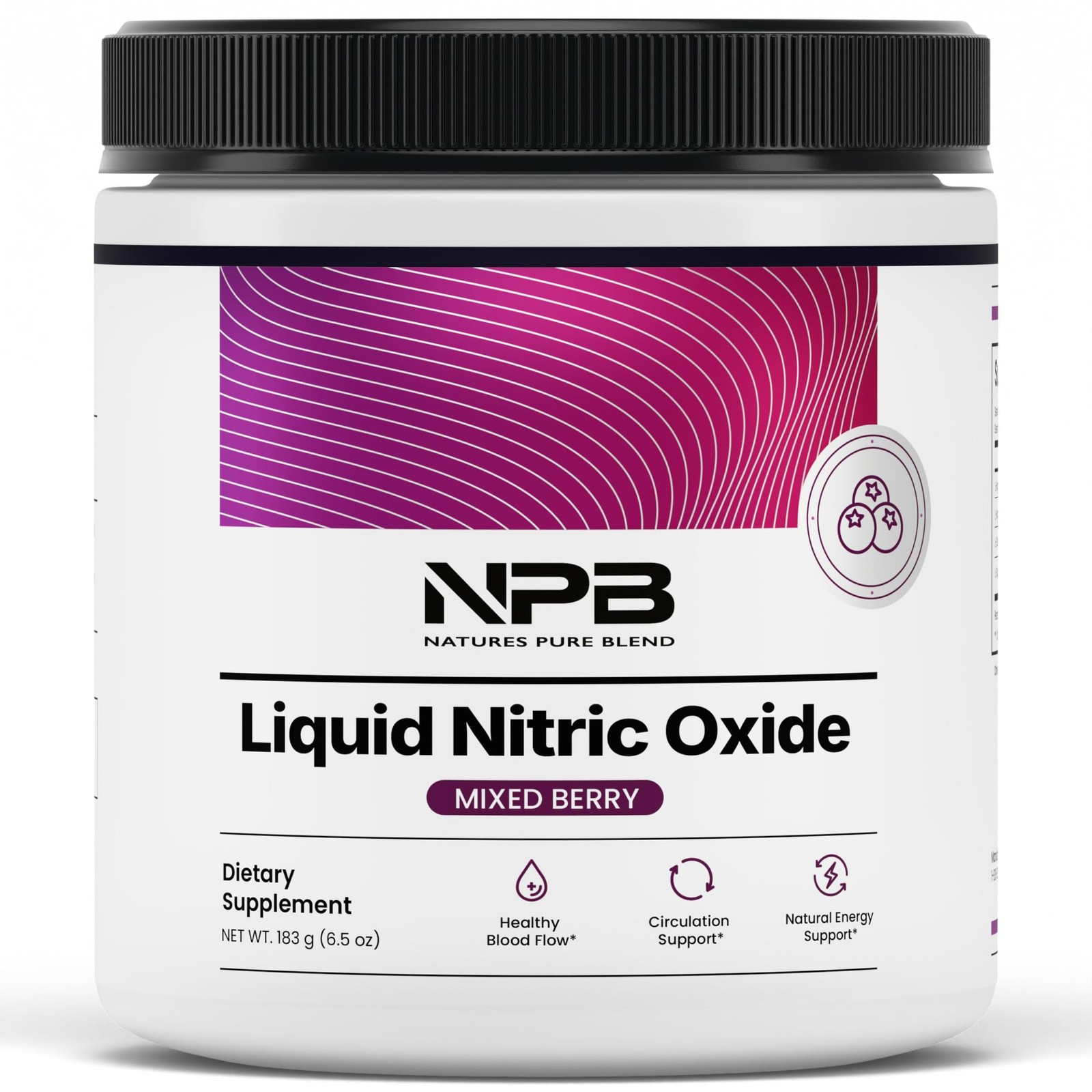 Nitric Oxide Supplement L Arginine Powder Blood Flow Booster Mixed Berry Natures