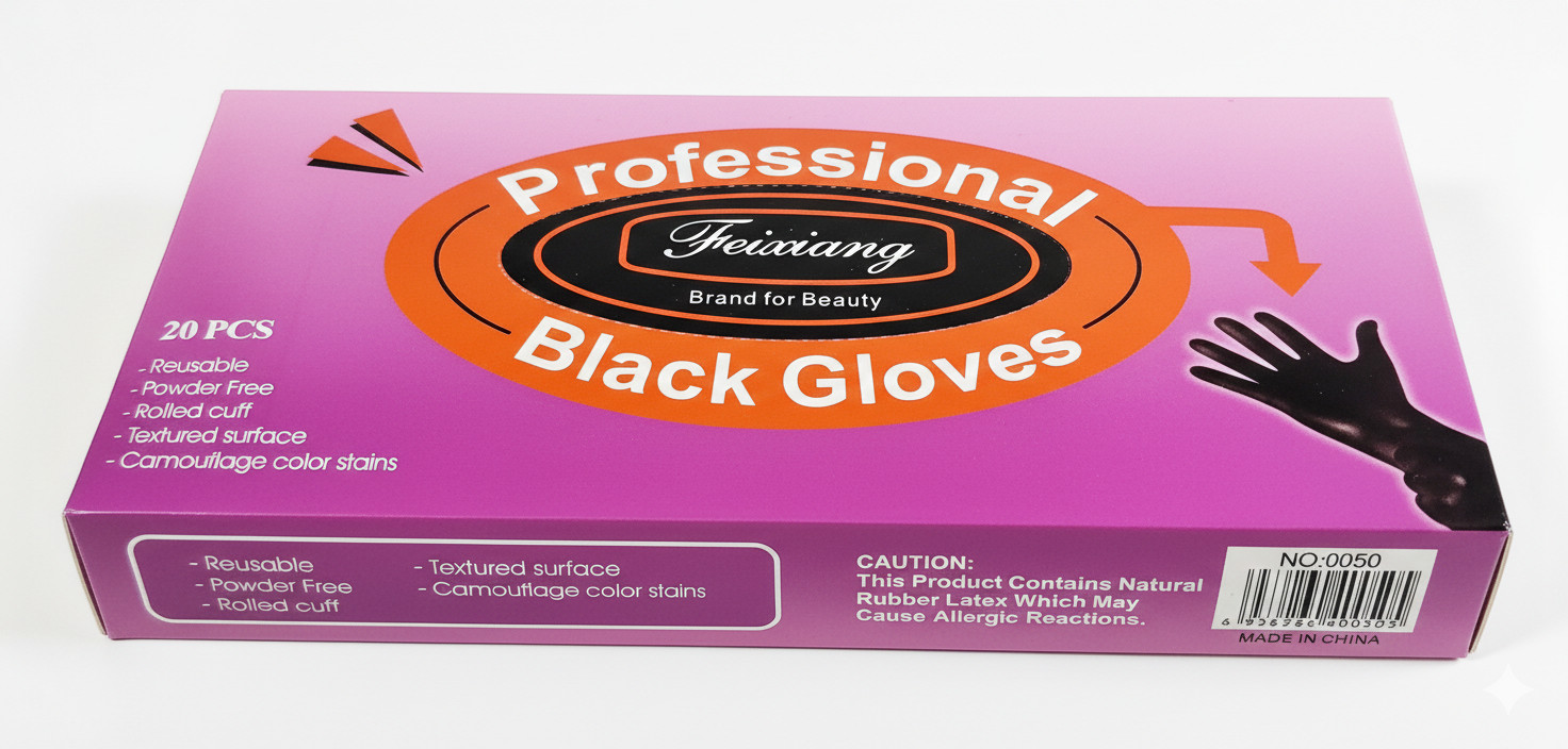Black Latex Gloves 20pcs Powder Free Textured Hair Dye Salon Nail Tattoo