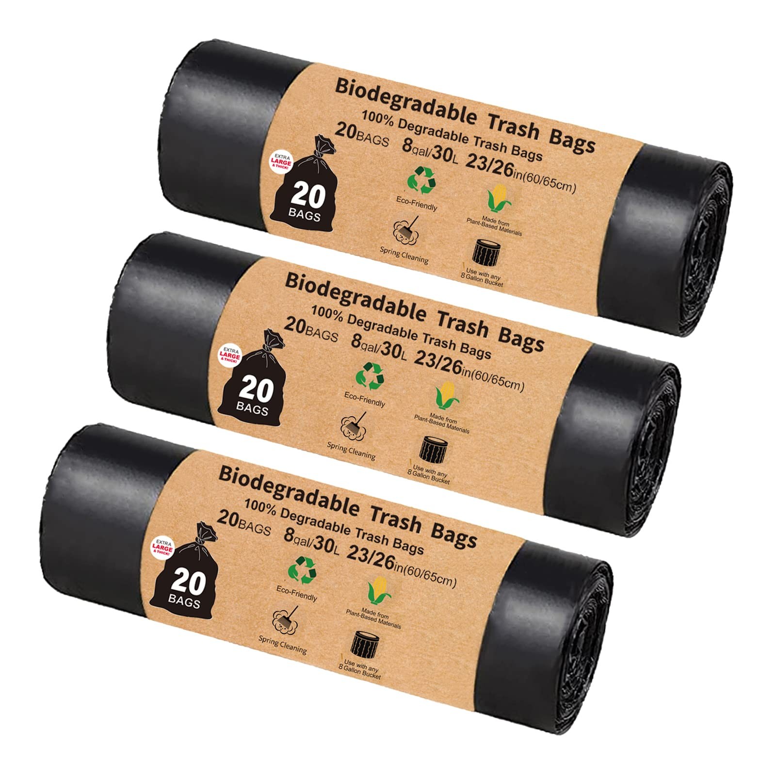 Toilet Replacement Bags 60 Count for Camping 8 20 (Pack of 3), Black