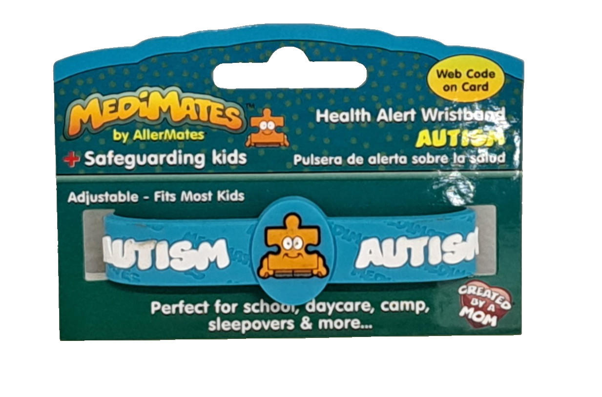 AUTISM Allermates Puzzle Medical Alert Bracelet Camp Wristband Silicone ADHD NEW