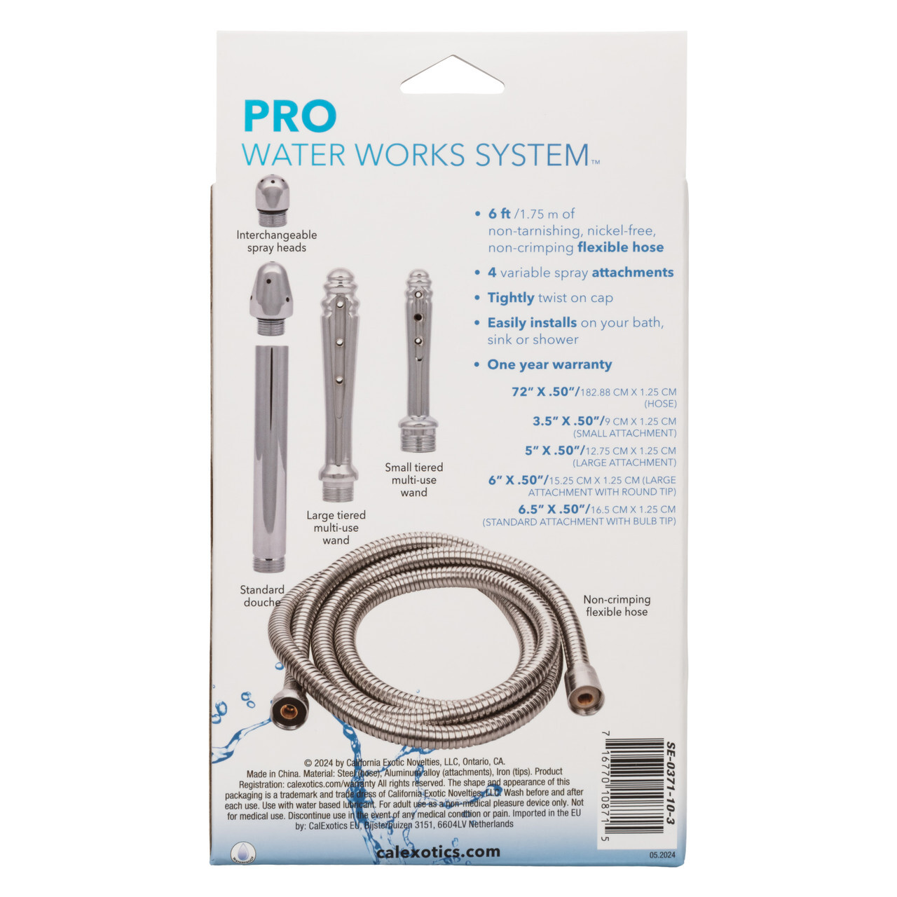CalExotics Pro Water Work Douche System Enemas Anal Cleaner Cleaning 6 PC System