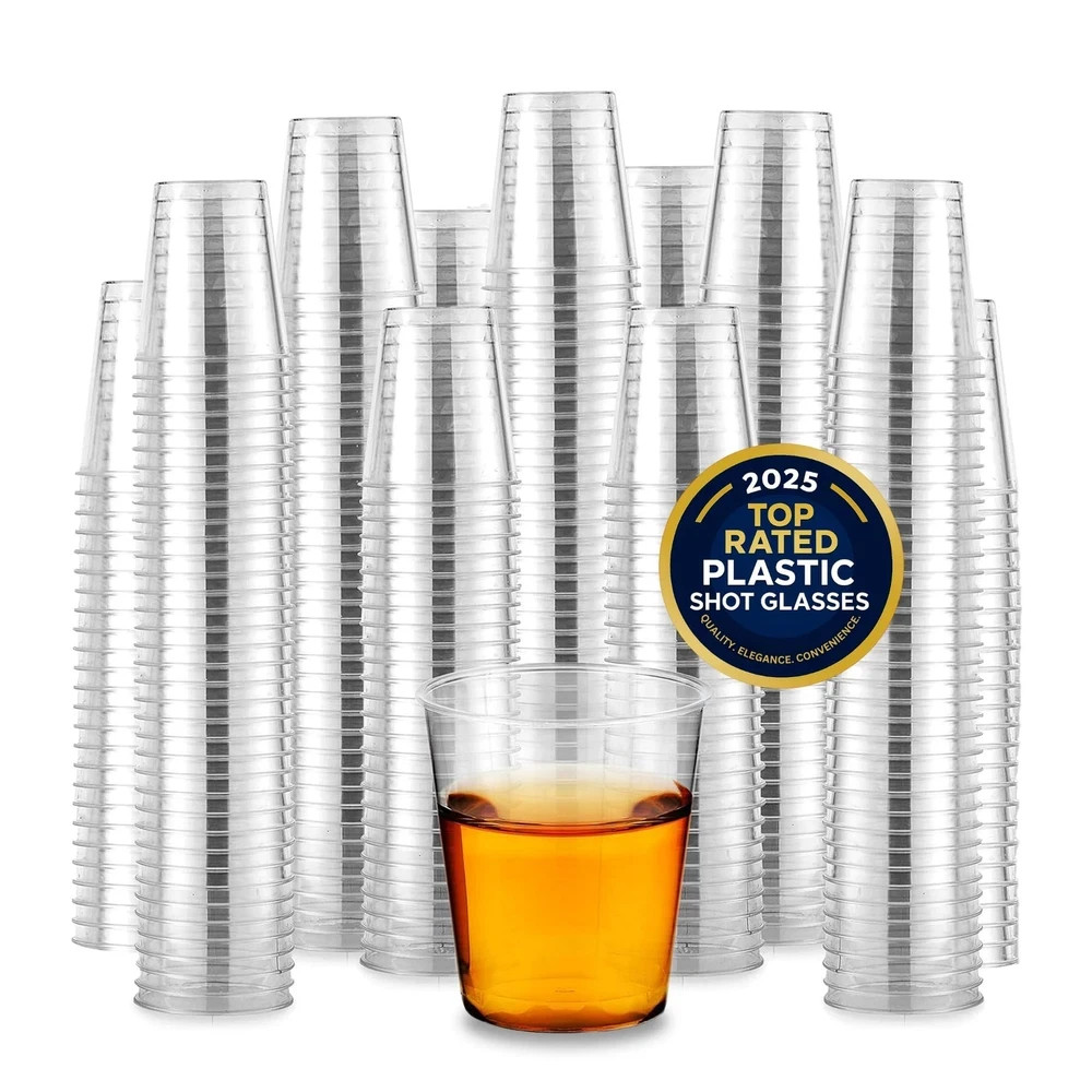 Shot Glasses 1.5 oz Clear Plastic Disposable 2000 Pack Stock Your Home Cups