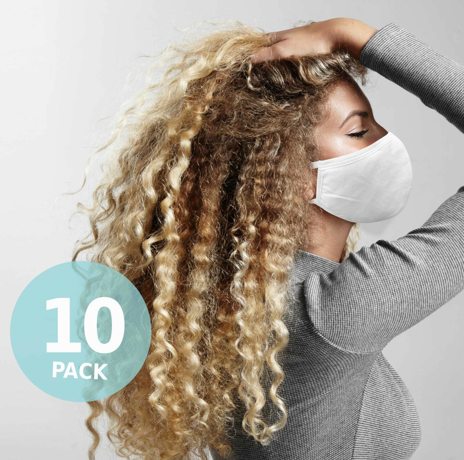 Face Mask Premium White Fabric Reusable Washable Cotton Face Mask (Pack of 10)