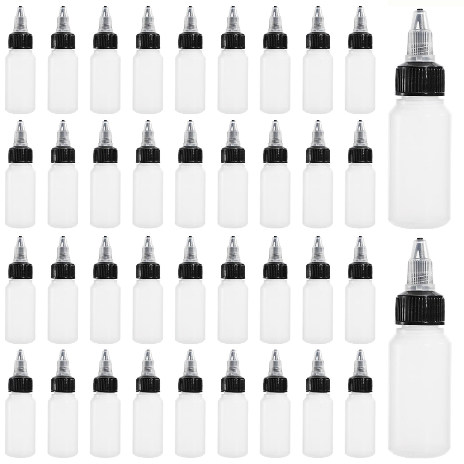 40 Pack 1oz Dispensing Bottles, Boston Round HDPE Plastic Bottle with Twist T…