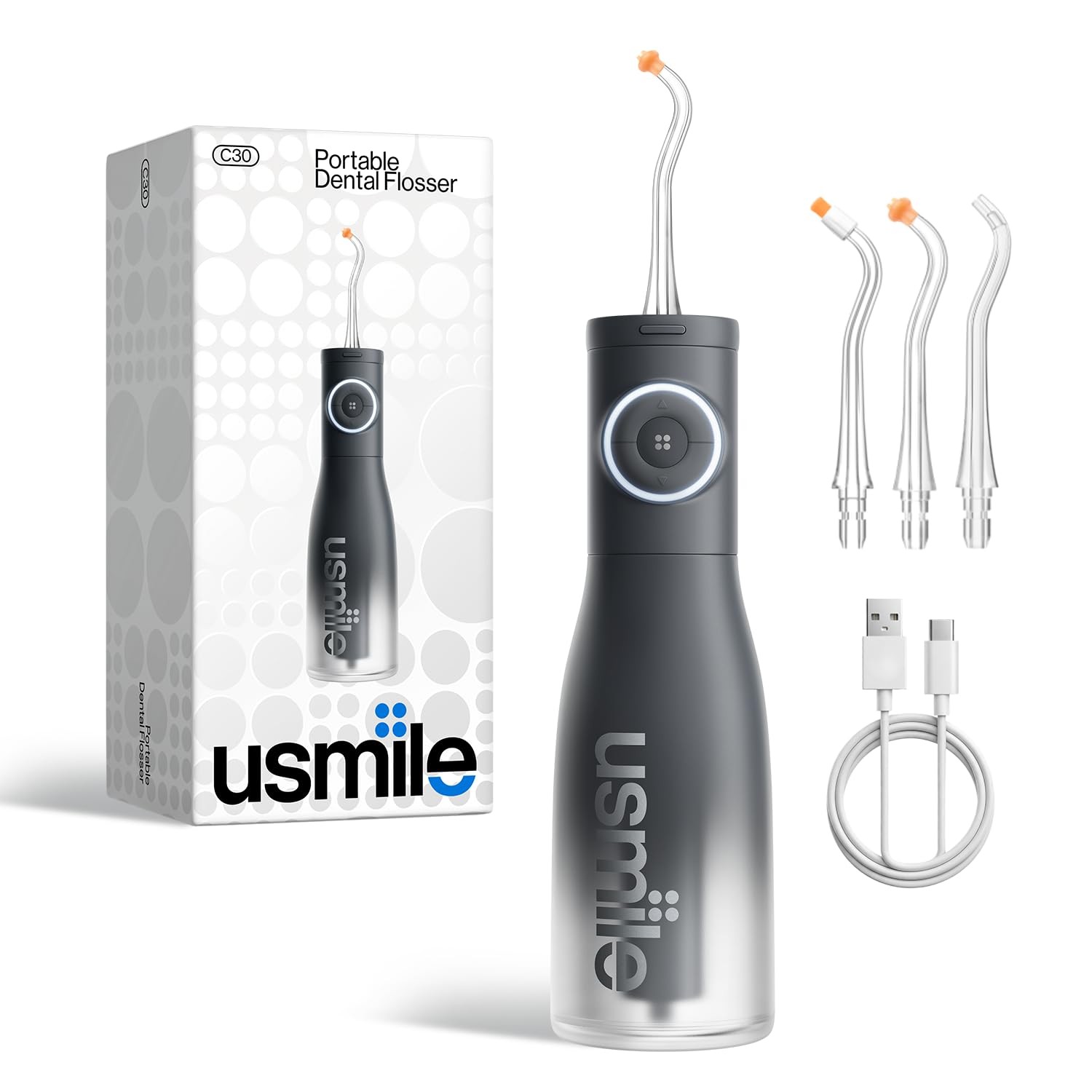 Cordless Water Flosser 300ml IPX7 Waterproof USB C Rechargeable usmile C30