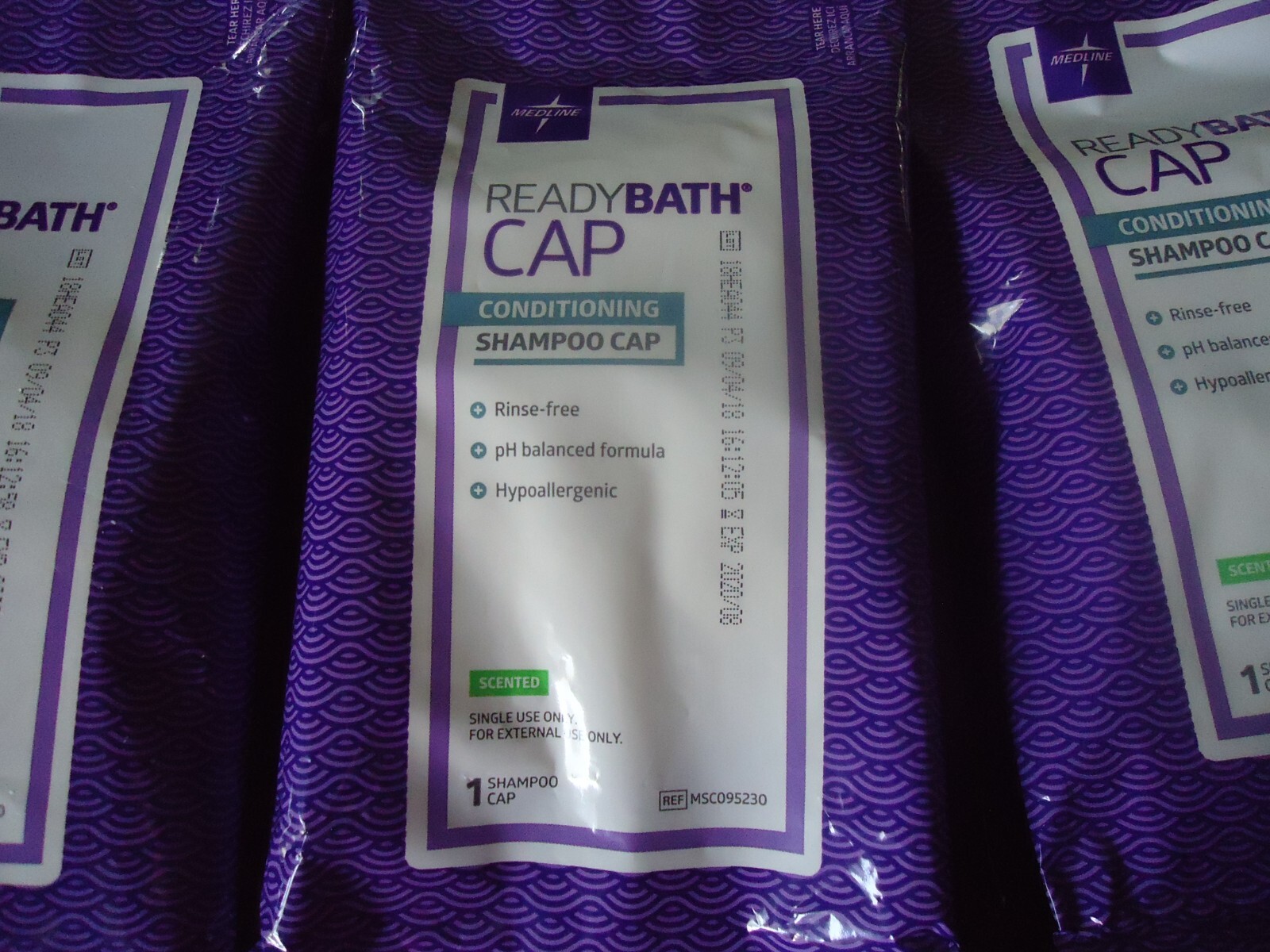 NEW Medline Ready Bath Cap Conditioning Shampoo Cap Set of (3)