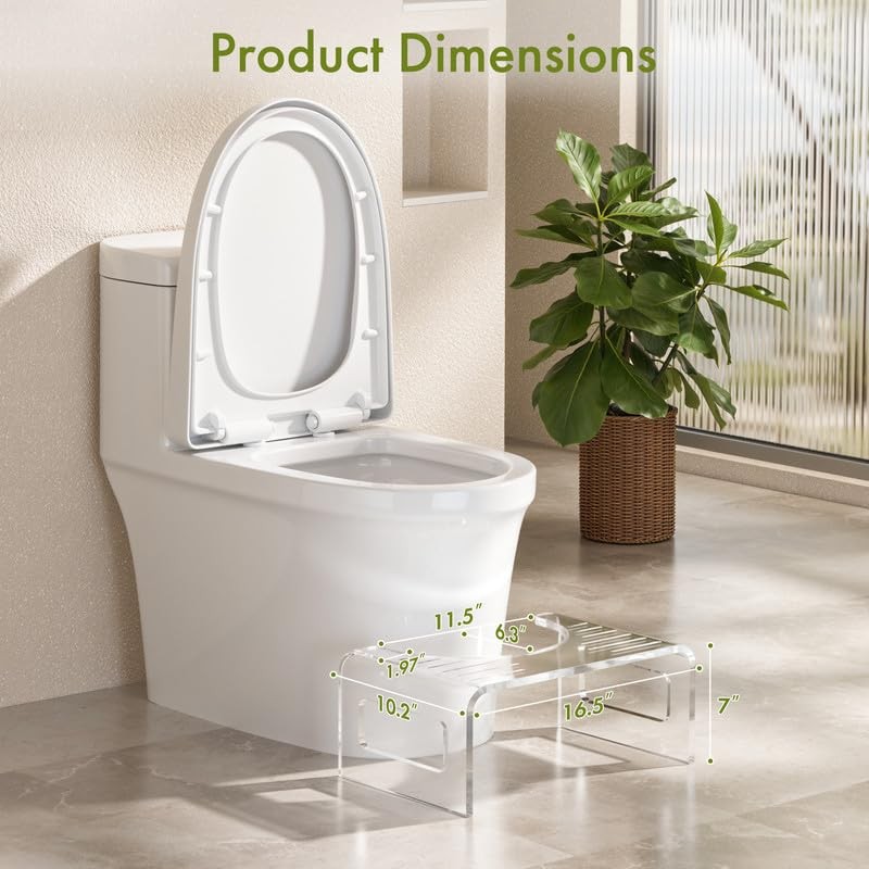 Toilet Step Stool 7 Inch Acrylic Clear Non Slip Squat Potty AmazerBath Inches