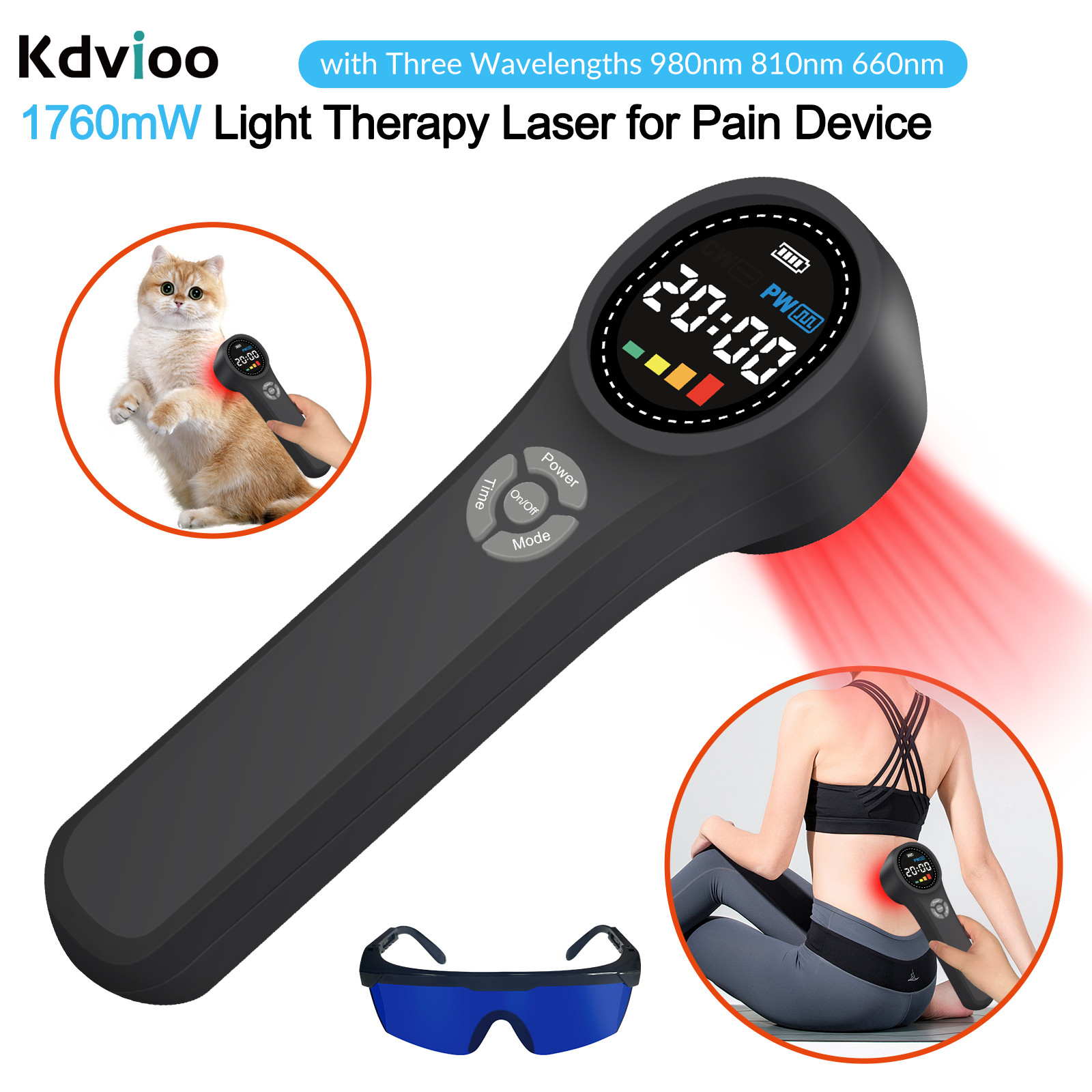 Portable Cold Laser Therapy Machine 1760mW 660nm 810nm 980nm for Muscle Recovery