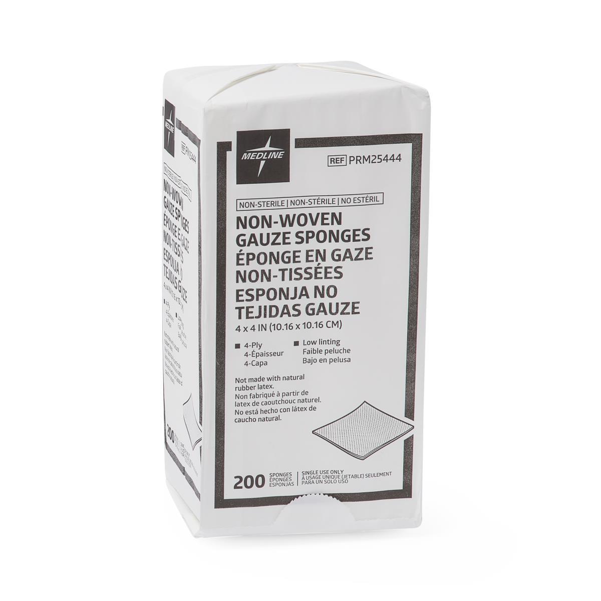 Nonwoven Nonsterile 4-Ply Gauze Sponges, 4″ x 4″, Pack of 200