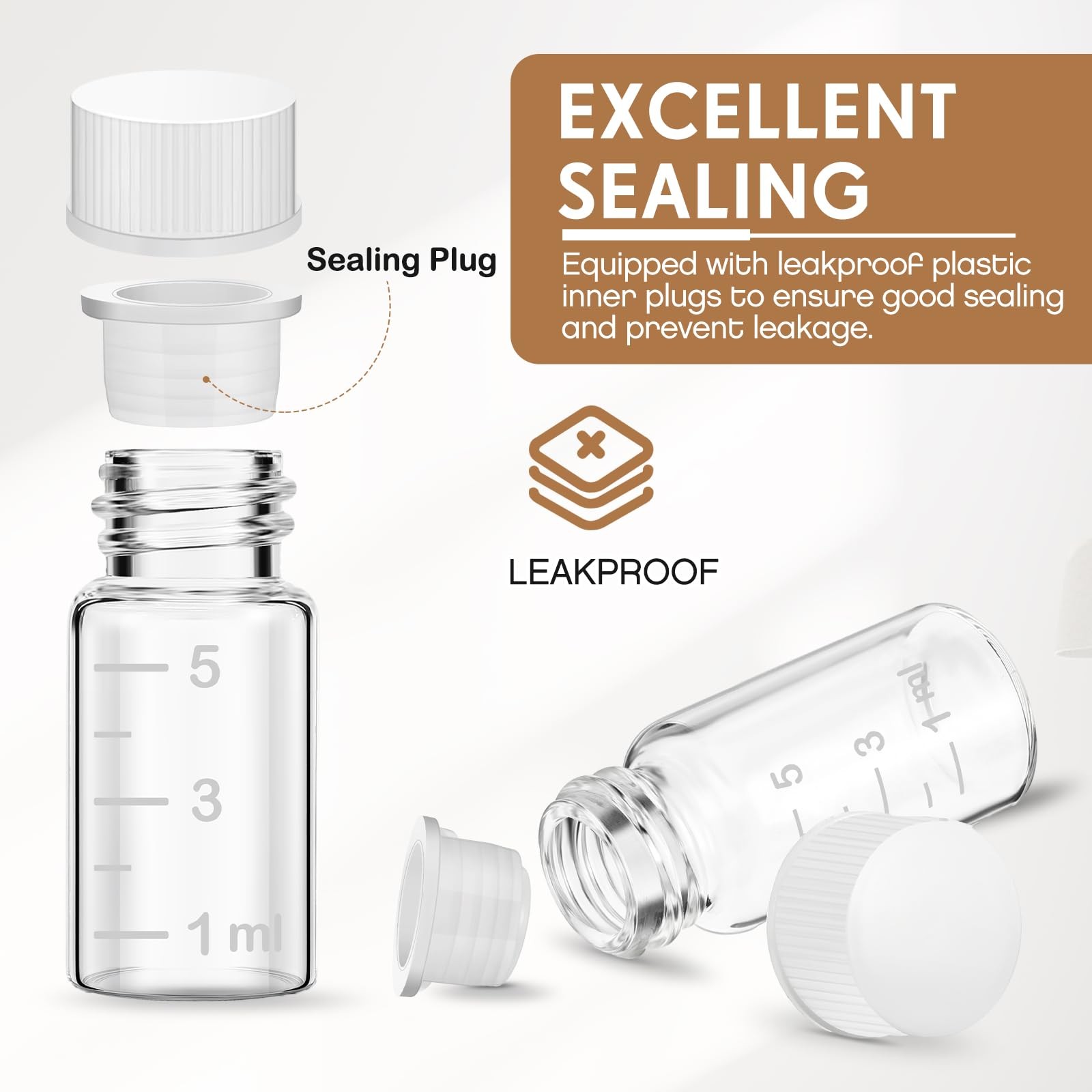 Baderke 4 Pcs Liquid Medicine Travel Container Scale Glass 5ml, Clear