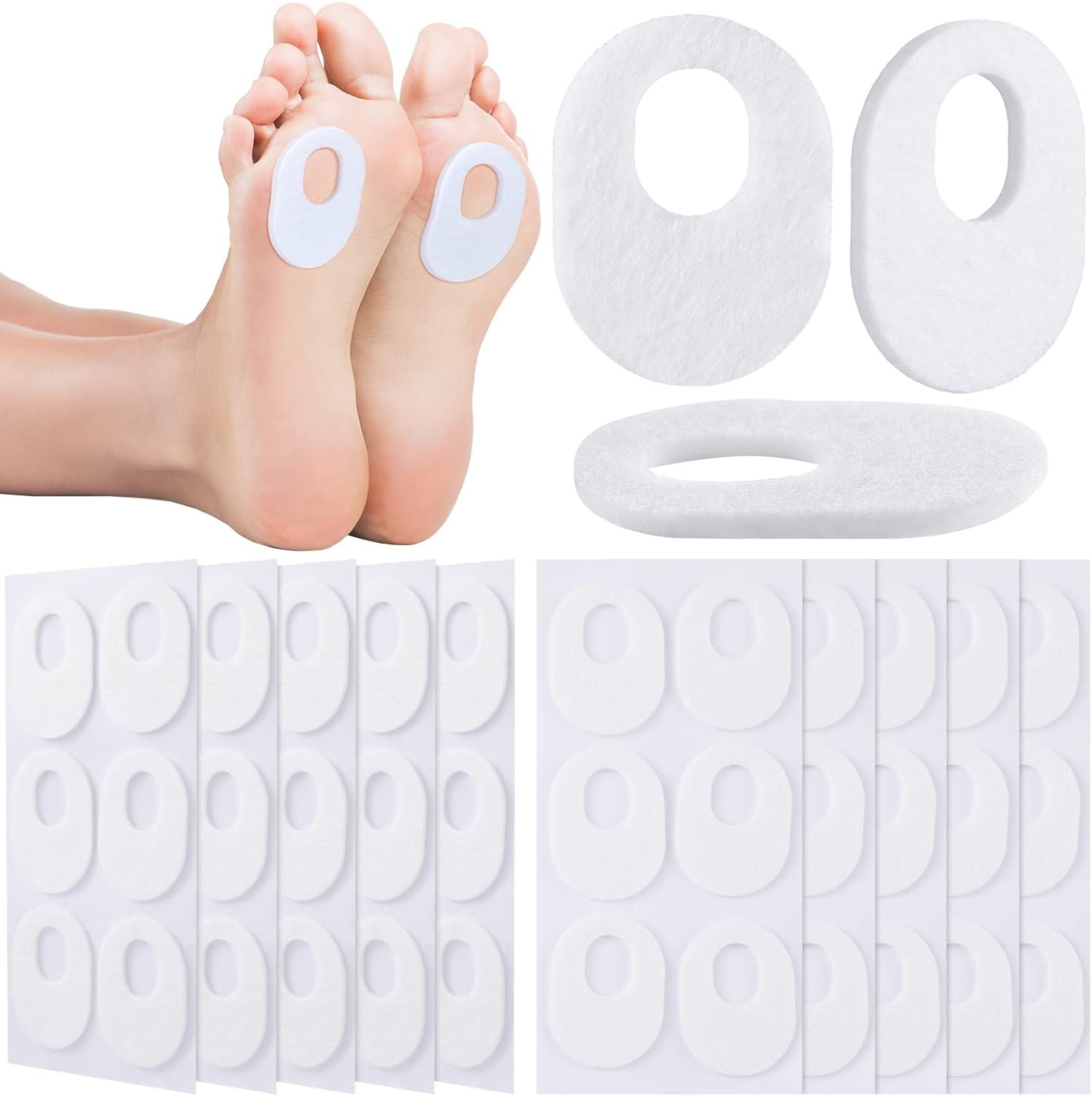 WILLBOND 60 Pcs Callus Pads Soft Felt Oval Shape Corn for White