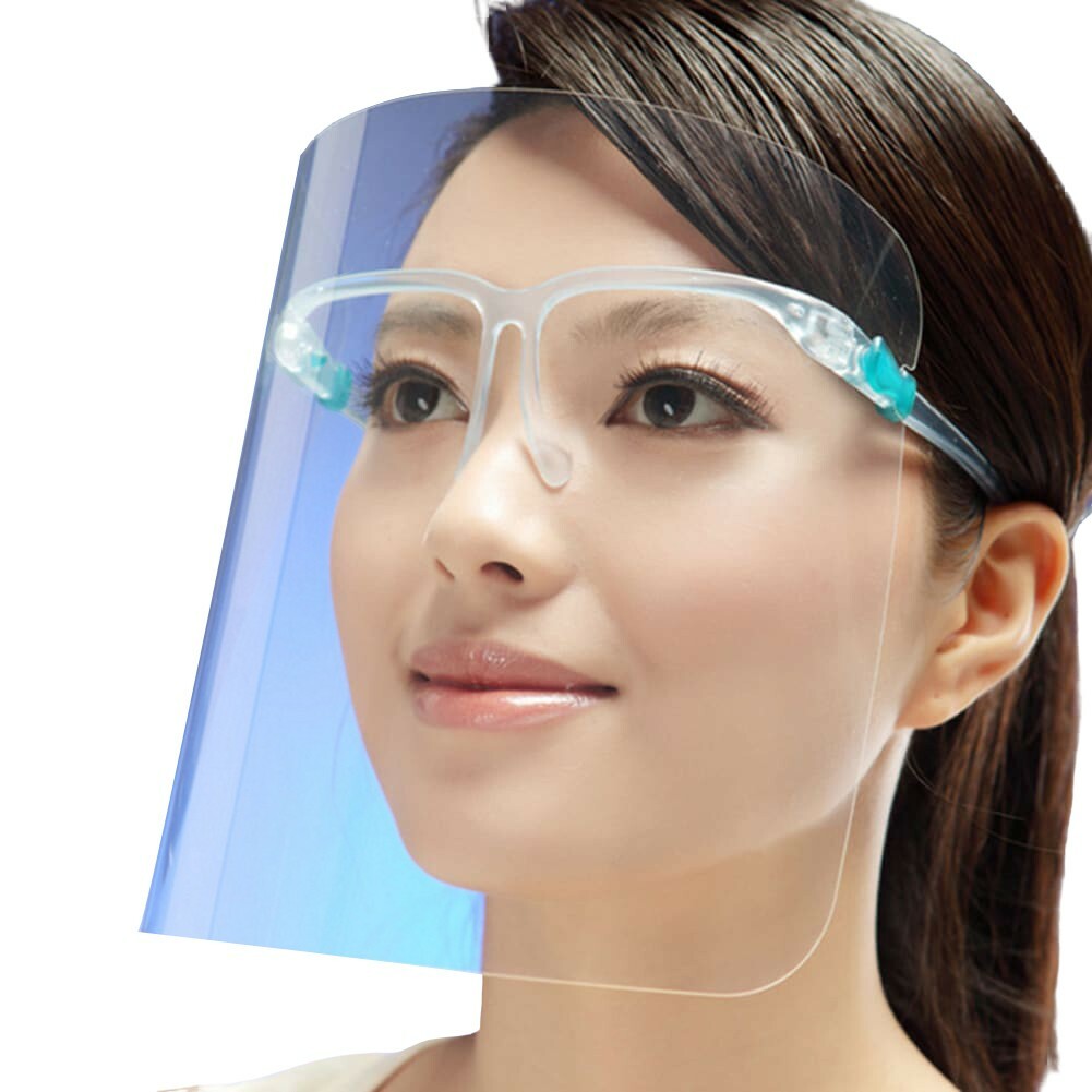 4 PACKs Transparent, Reusable Anti-fog Face Shield With Glasses Frame
