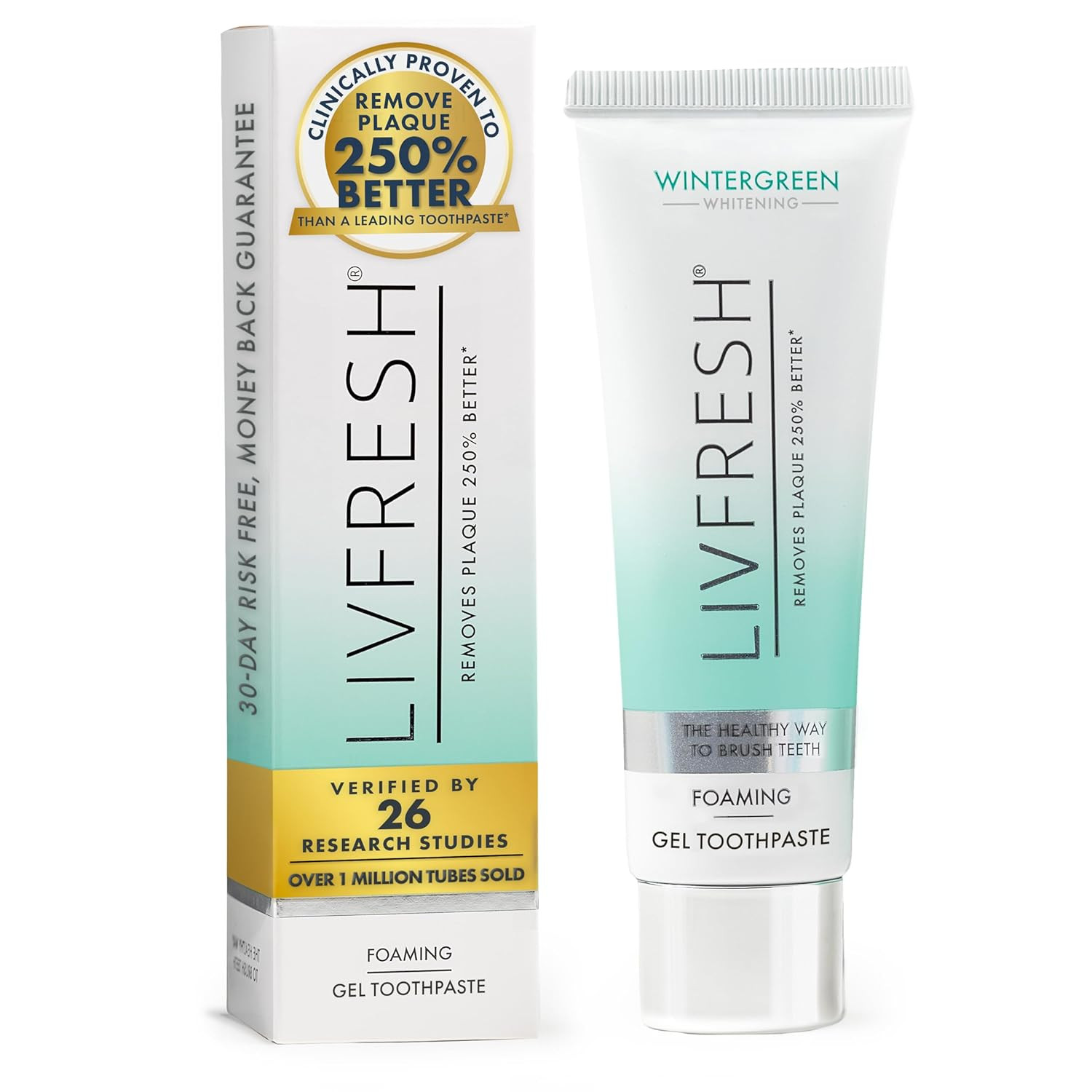 Toothpaste Gel Clinically Proven to Remove Plaque 250% Better LIVFRESH Improves