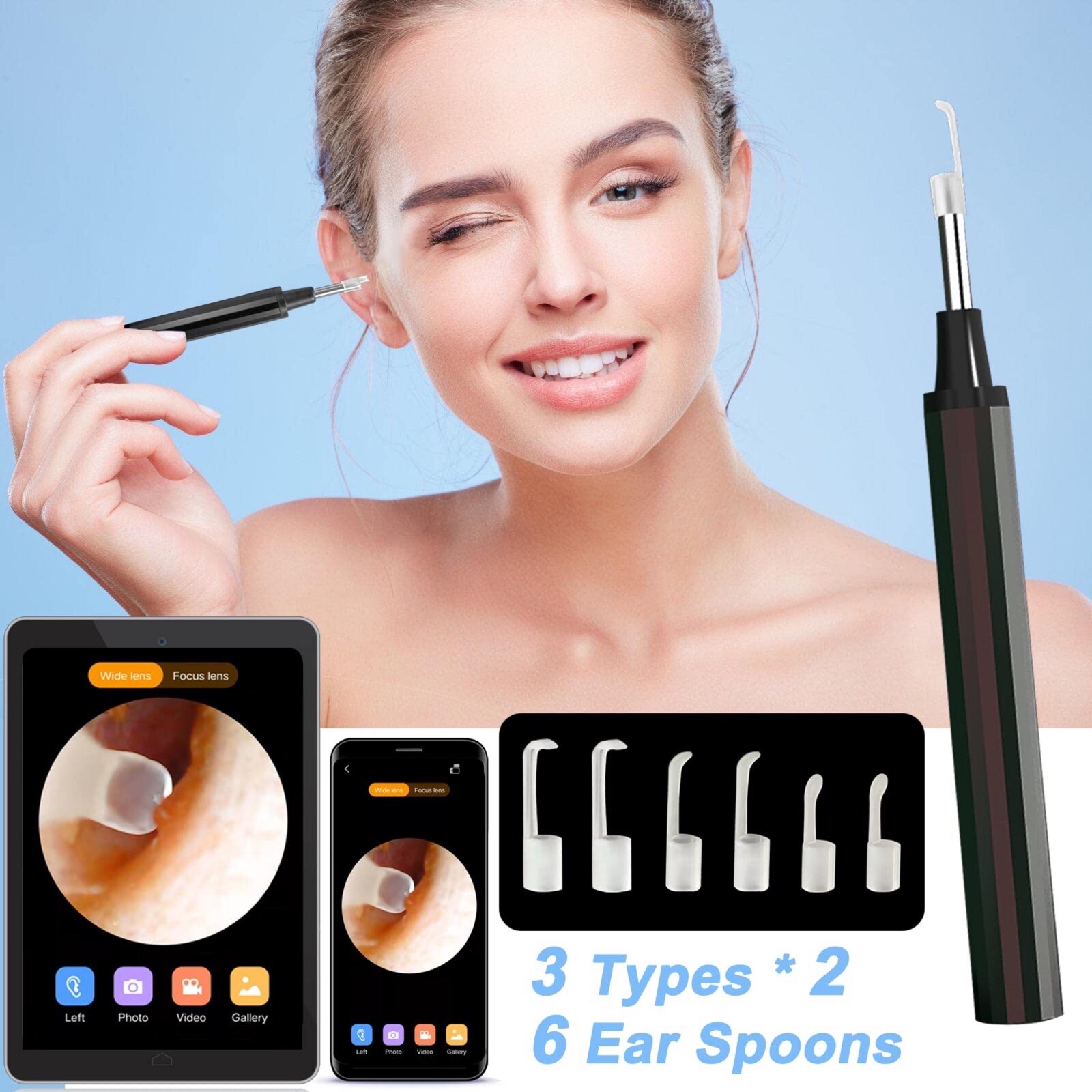 Ear Wax Camera Removal Cleaning Tool Wireless Otoscope Endoscope w/STORAGE CASE