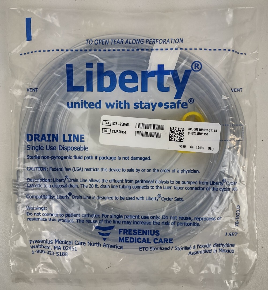 Lot of 2 Liberty Cycler Drain Line By Fresenius Medical Care 026-20036a