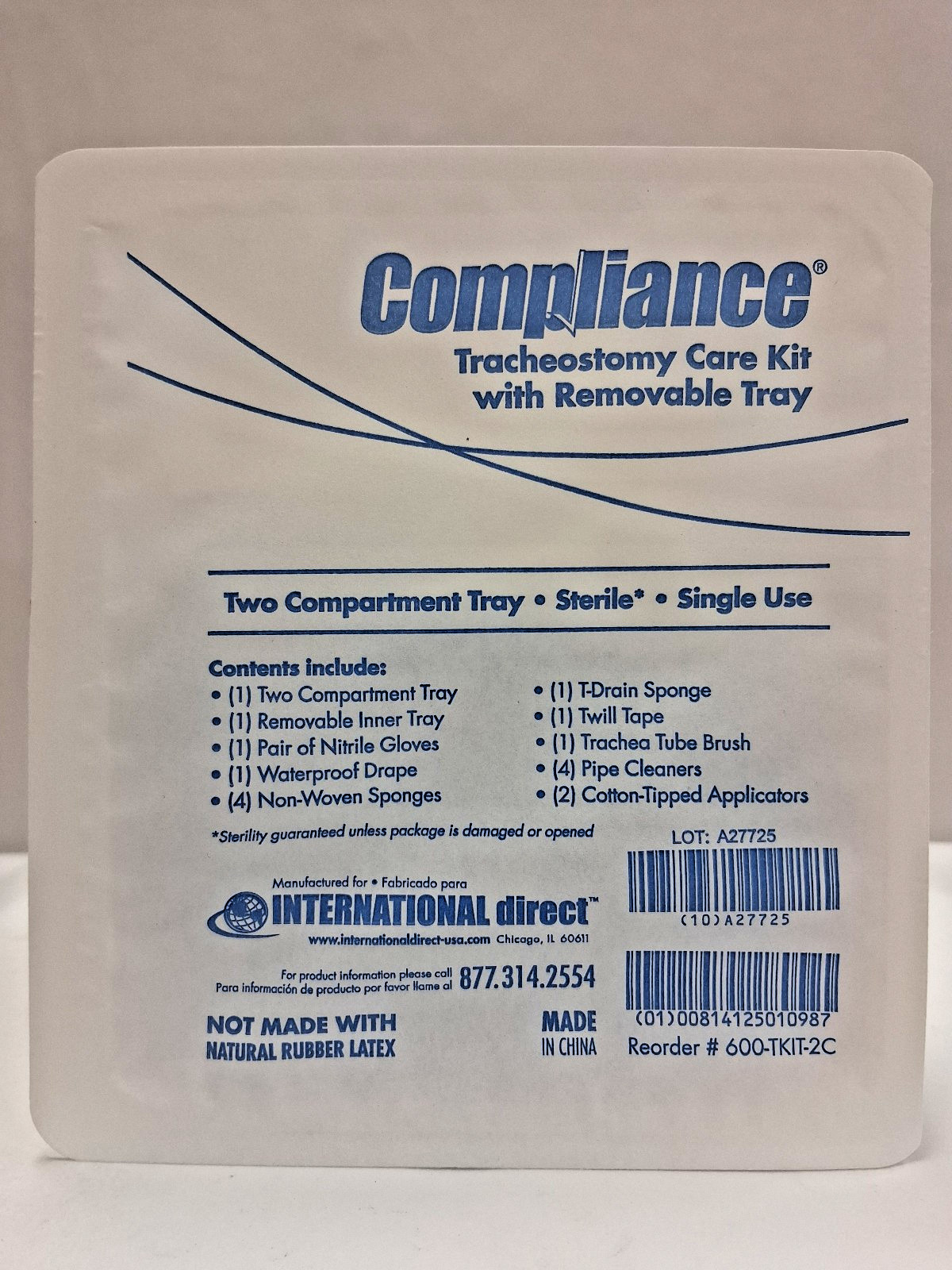 Case of 30 Compliance Tracheostomy Care Kits #600-TKIT-2C w/ Tray