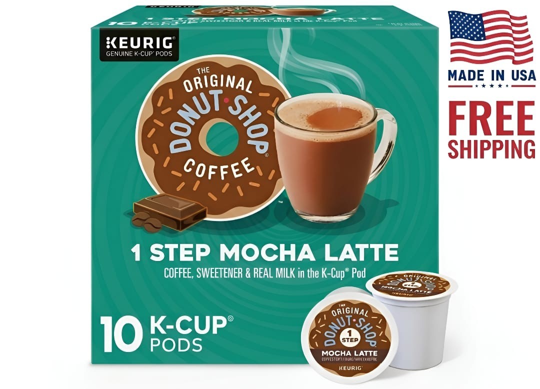 The Original Donut Shop, One Step Mocha Latte Flavored K-Cup Coffee Pods, 10 Cou