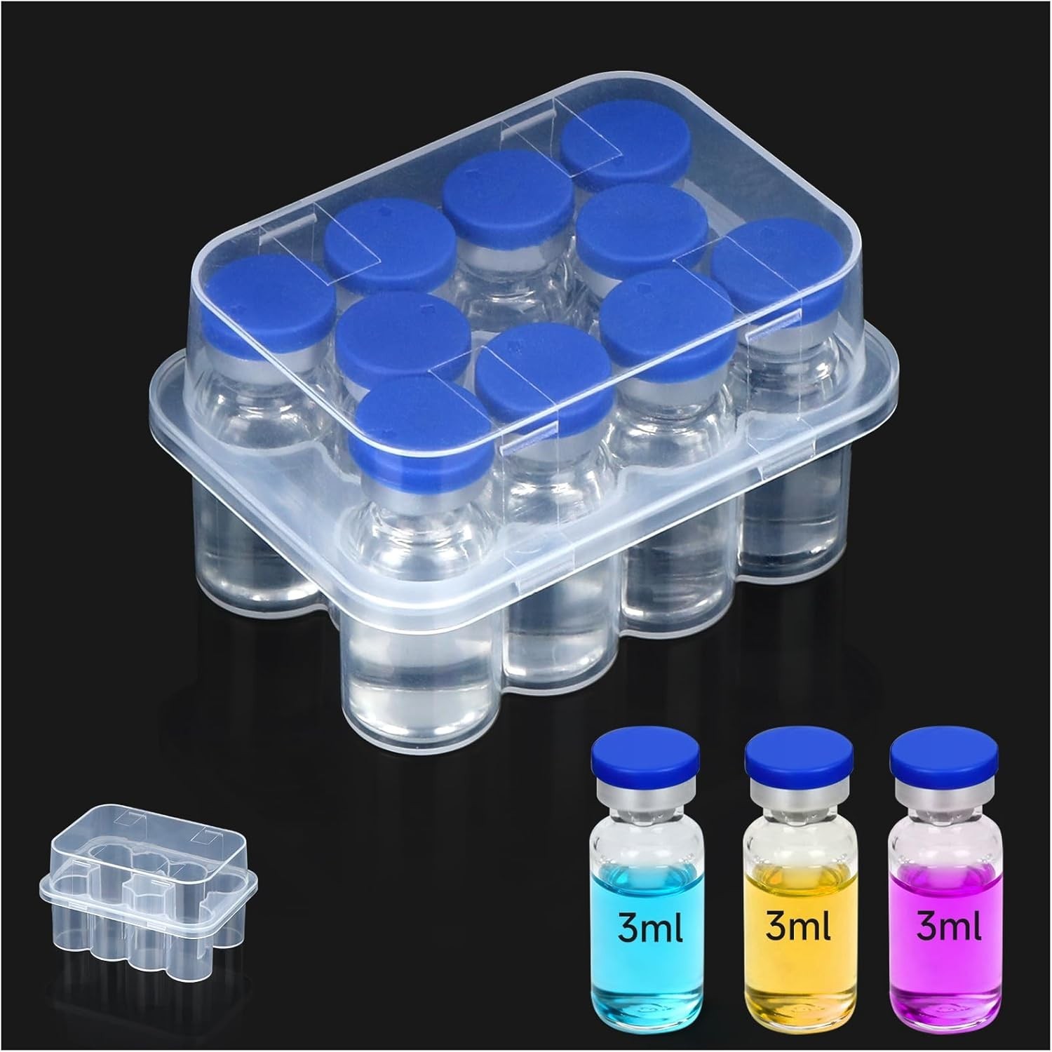 10 slot 1pcs Peptide Case 3ml Vial Storage Box Transparent Refrigerator Leng
