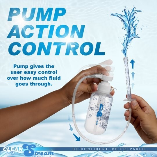 Pump Action Enema Bottle with Nozzle Douche CleanStream Silicone Polyethylene NR