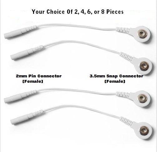 Tens Estim Lead Wire Cable Adapters To Convert 2mm Pin to 3.5mm Snap connection