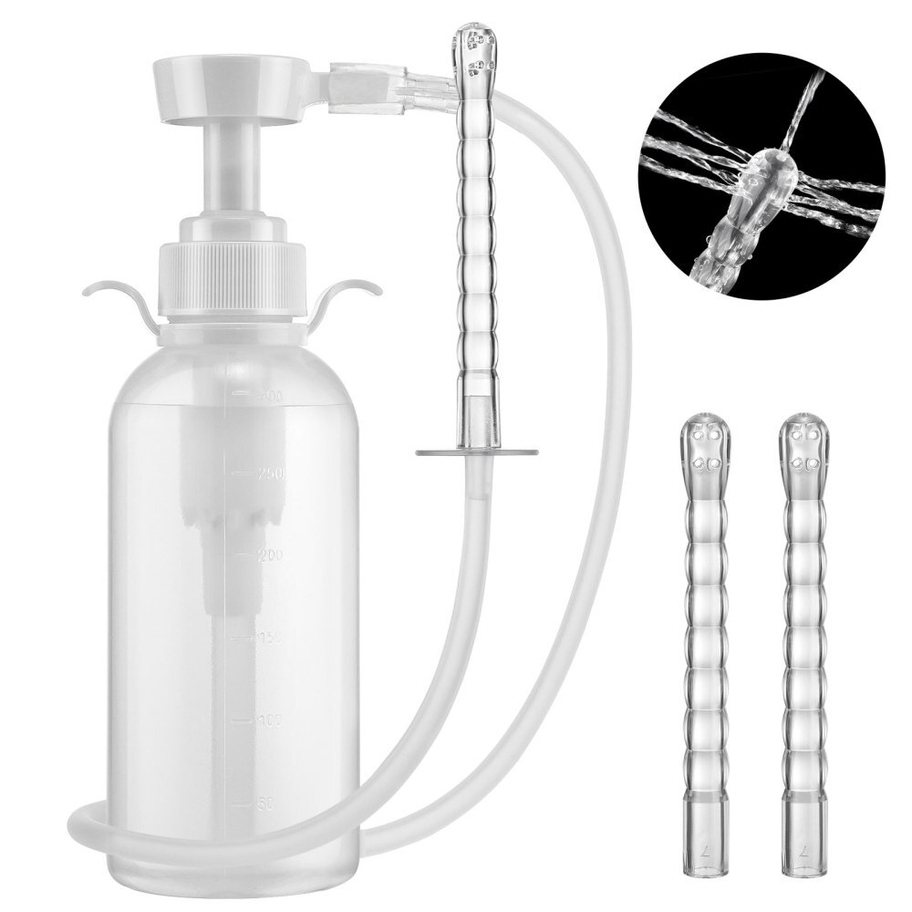300ml Pump Action Douche Enema Bottle with Nozzle Vaginal Anal Cleaning