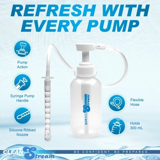 Pump Action Enema Bottle with Nozzle Douche CleanStream Silicone Polyethylene NR