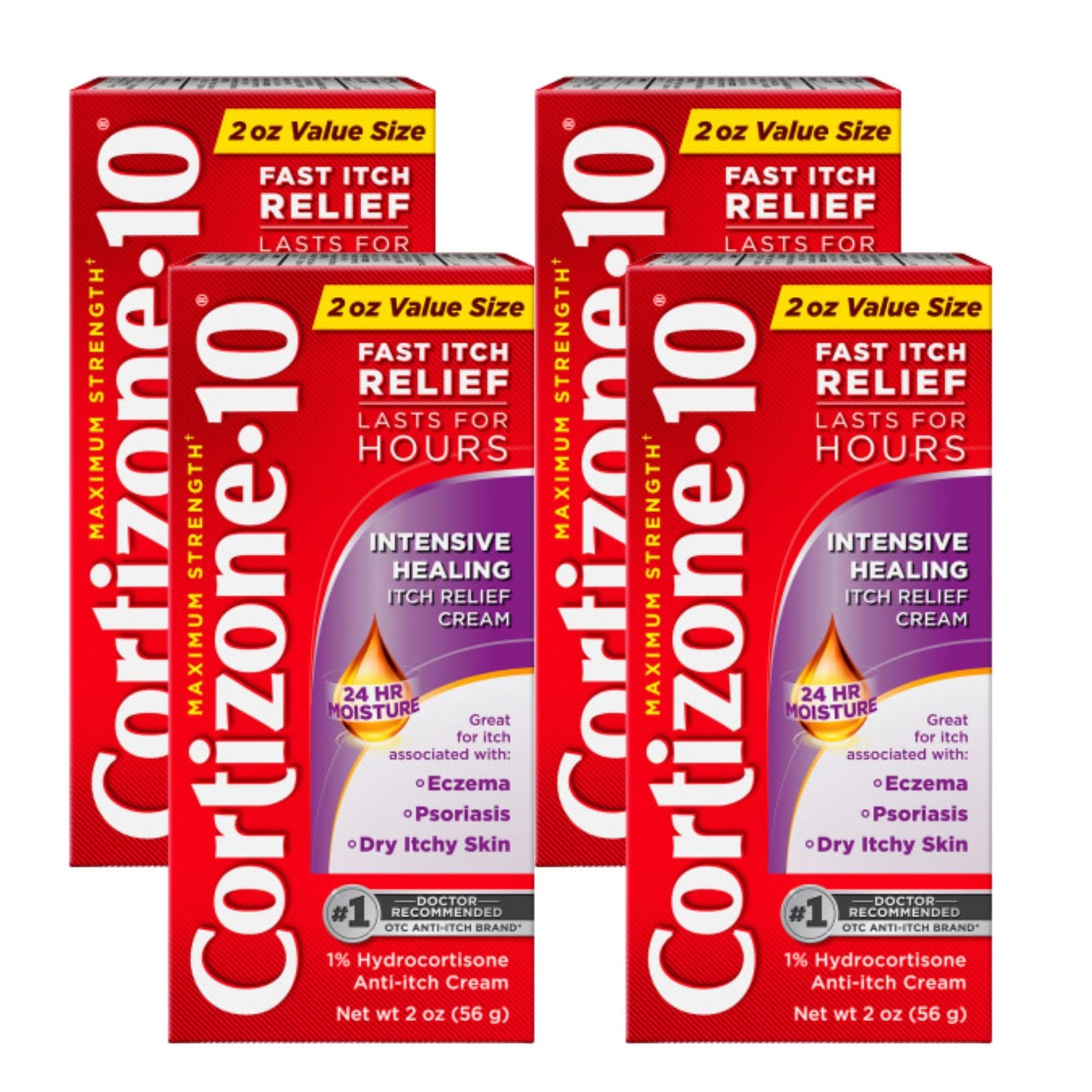 Hydrocortisone Cream 1% Intensive Healing Itch Relief 2oz Pack Cortizone-10 Rash