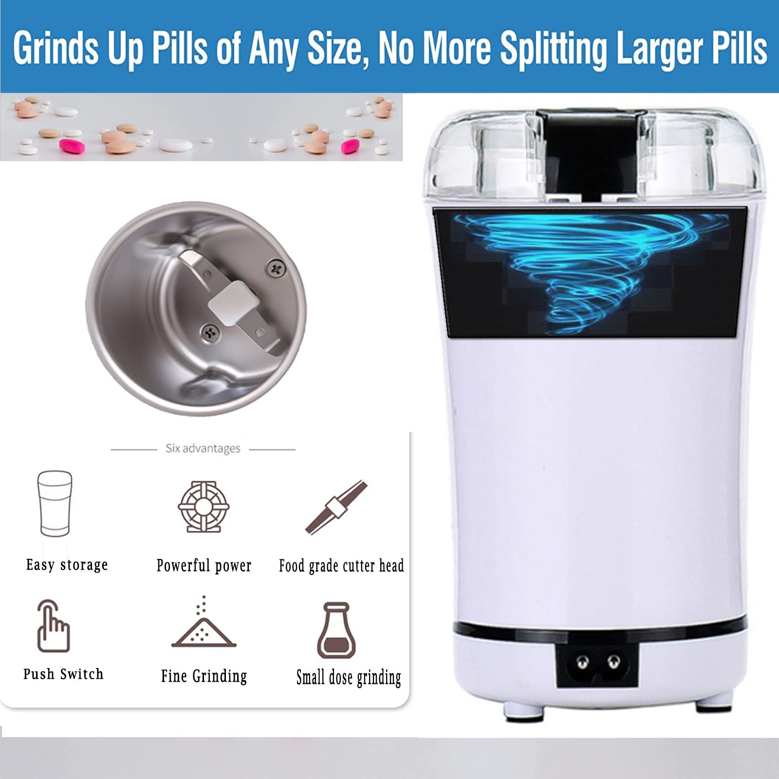 Electric Multifunctional Grinder.Electric Pill Crusher Grinder for White
