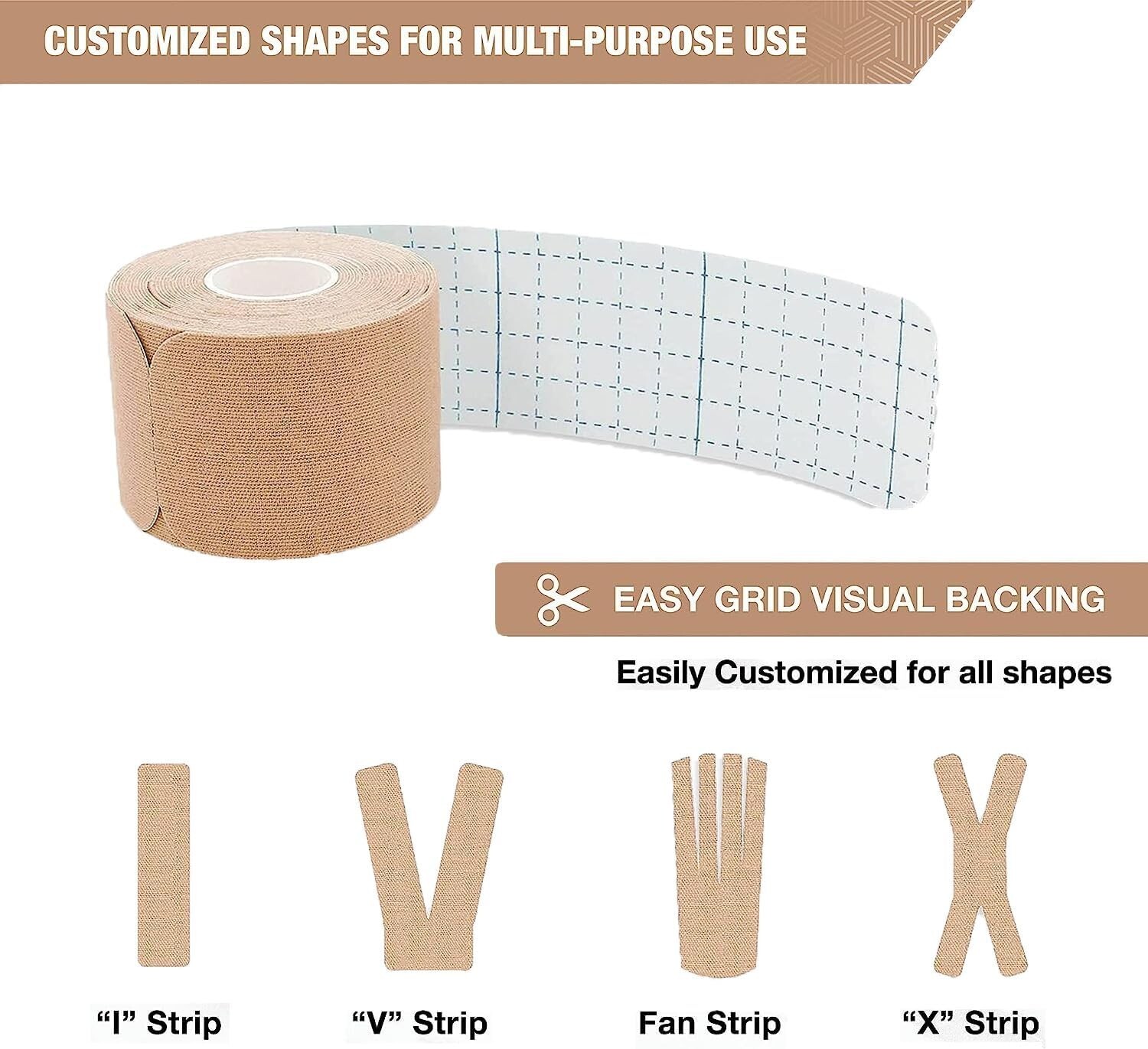 4 Rolls Kinesiology Tape Precut Original Cotton Elastic Athletic Tape,Muscle Tap