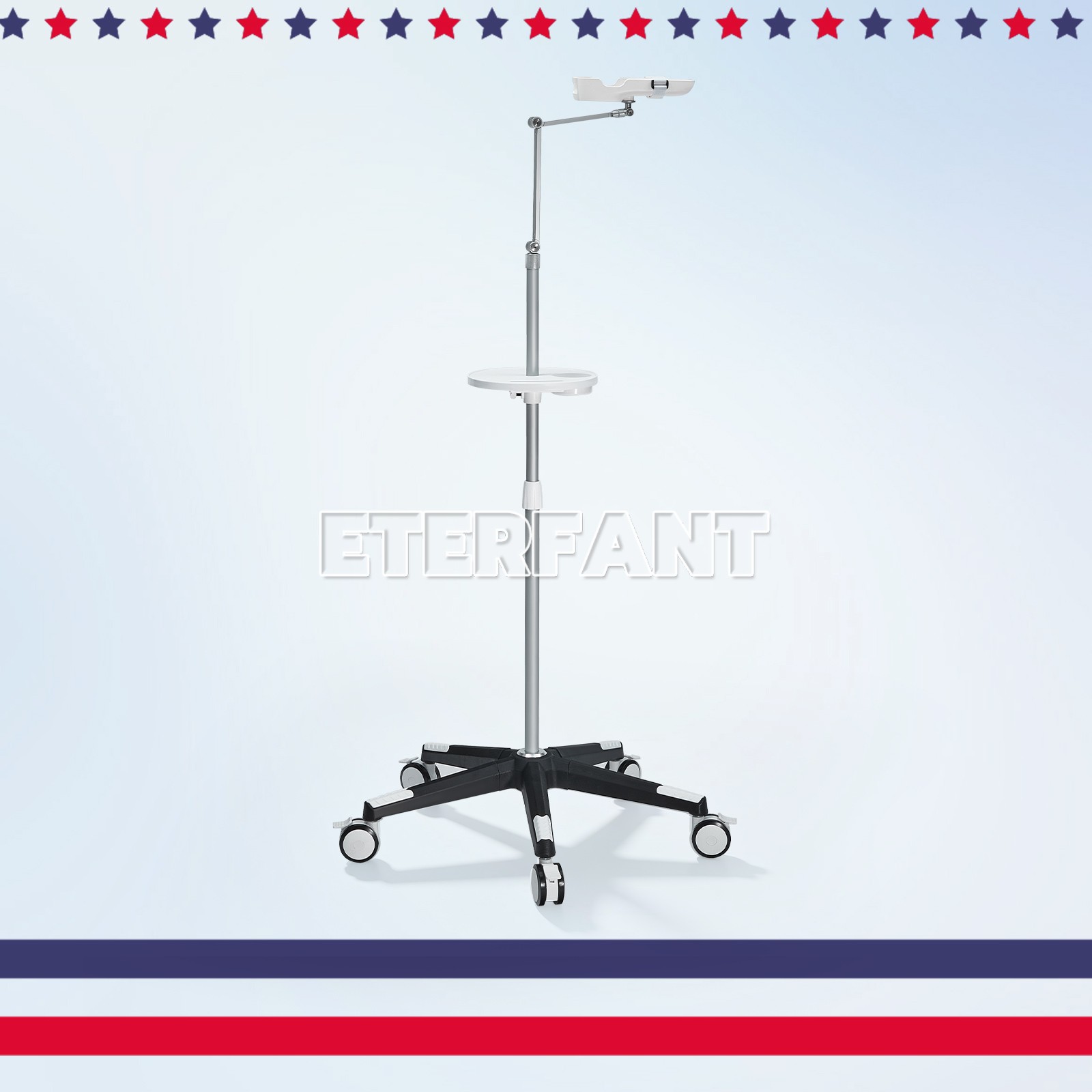 Portable Adjustable Stand Trolley 5 Wheels Rolling Cart for QV-600 Vein Finder