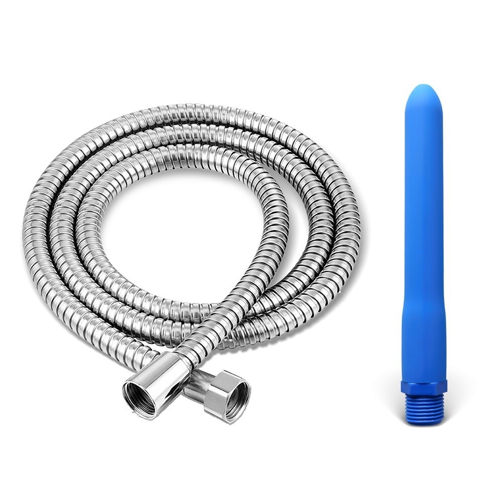 Silicone Shower Enema Kit 7 inch Interchangeable Nozzle & 5 Ft Hose Anal Douche
