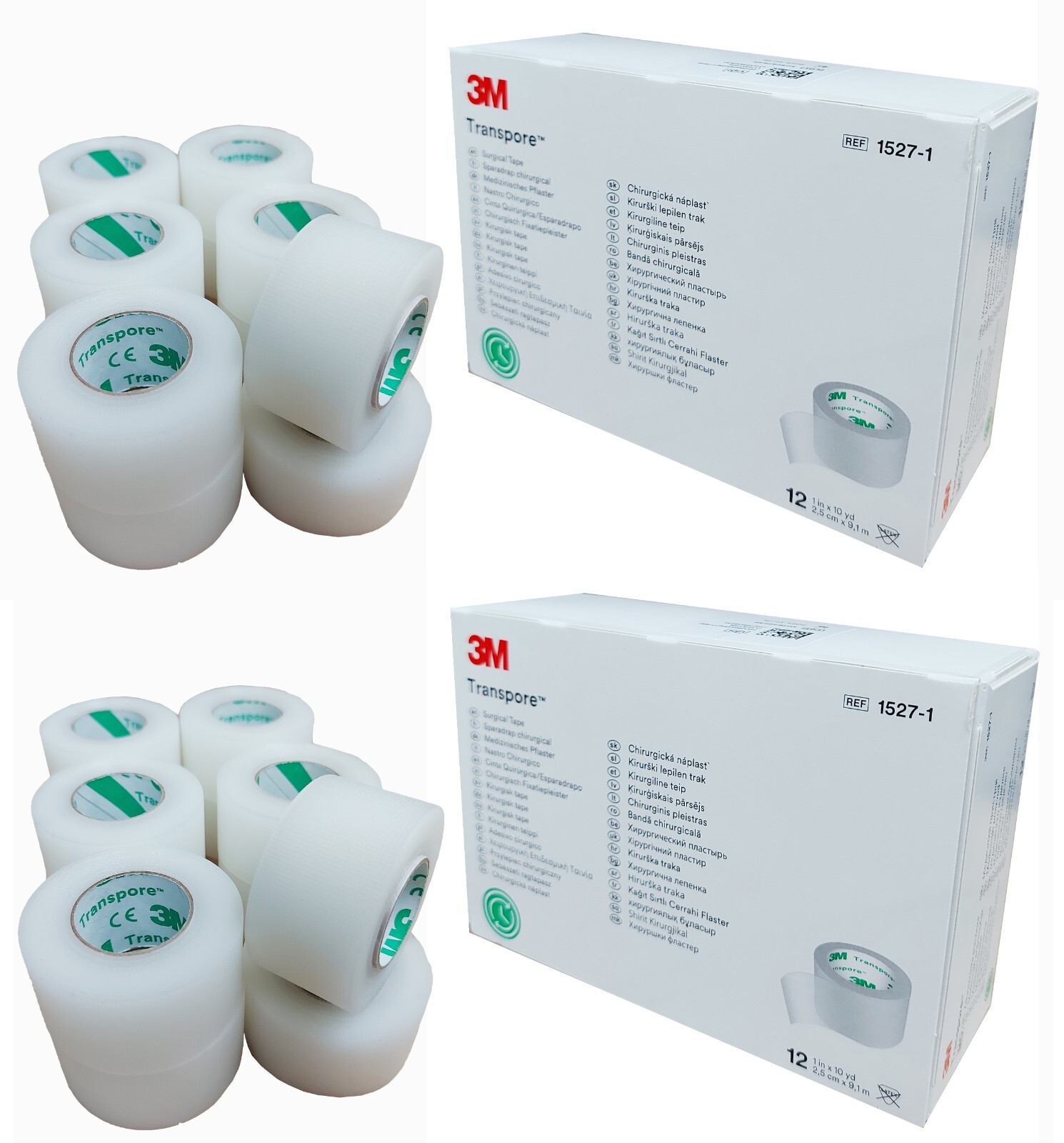3M Transpore Clear Surgical Tape 1527-1 1″ x 10 yard (12rolls per box)-2 boxes