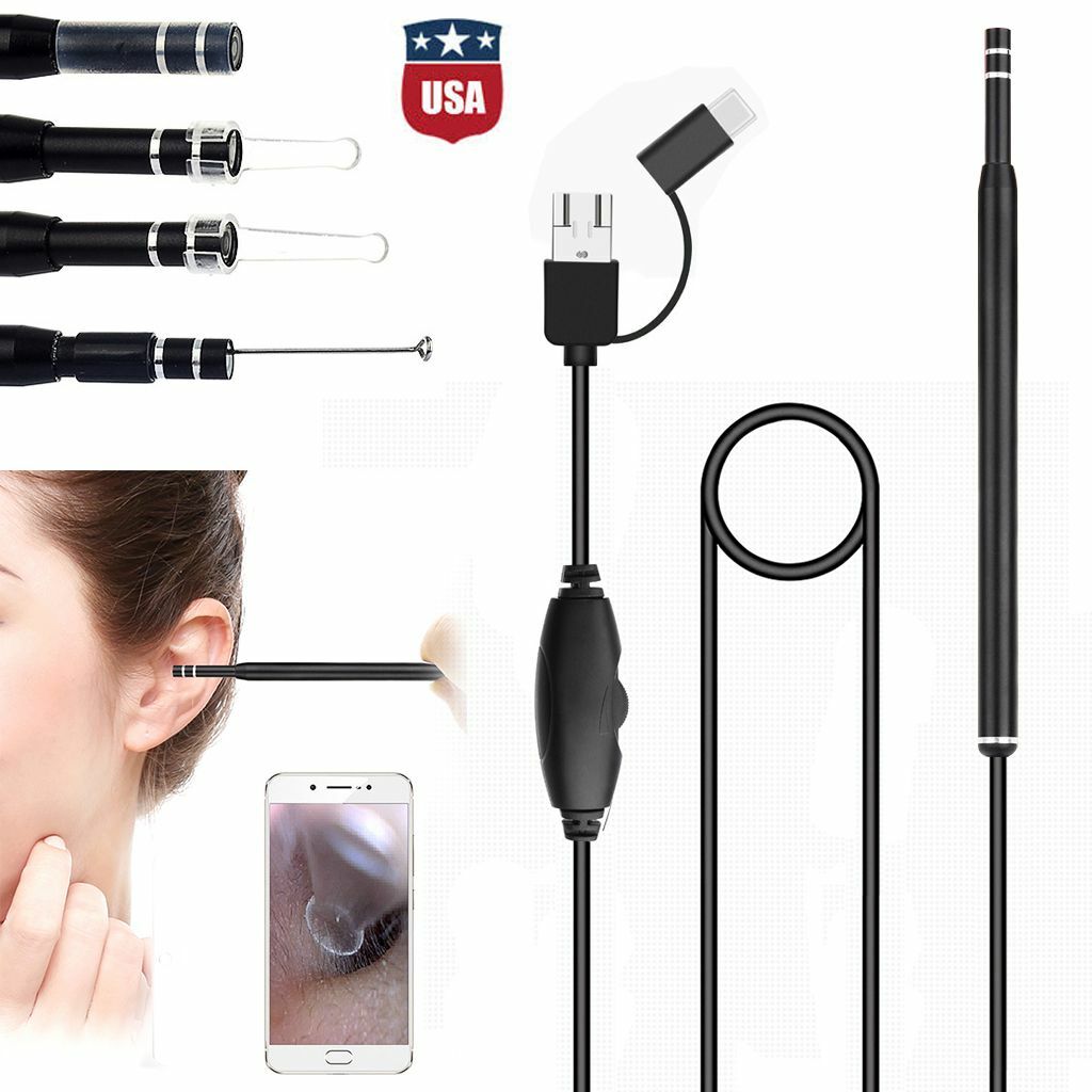 LED HD Ear Endoscope Otoscope Camera Tool Cleaning Wax Pick Cleaner Removal Kit