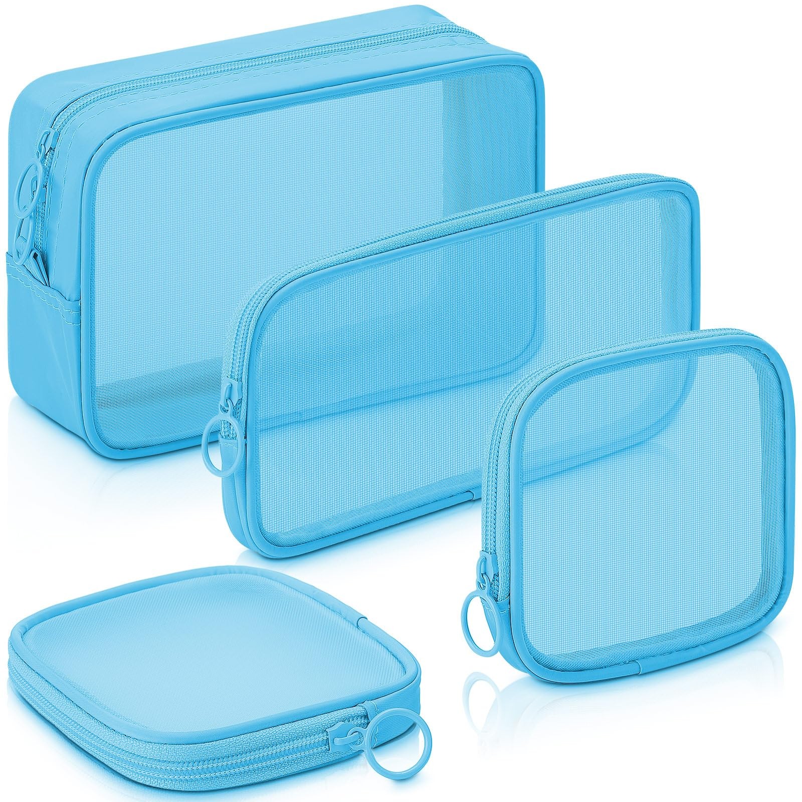 Weewooday 4 Pcs Mesh Makeup Bag Mesh Cosmetic Bag Travel Toiletry Pouch with Zip