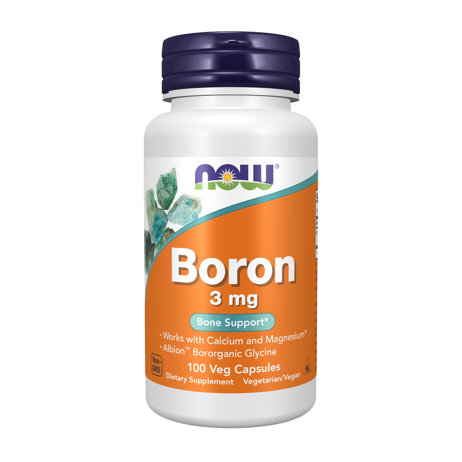 Boron 3mg Supplement 100 Veg Capsules Structural Support NOW Foods Organic