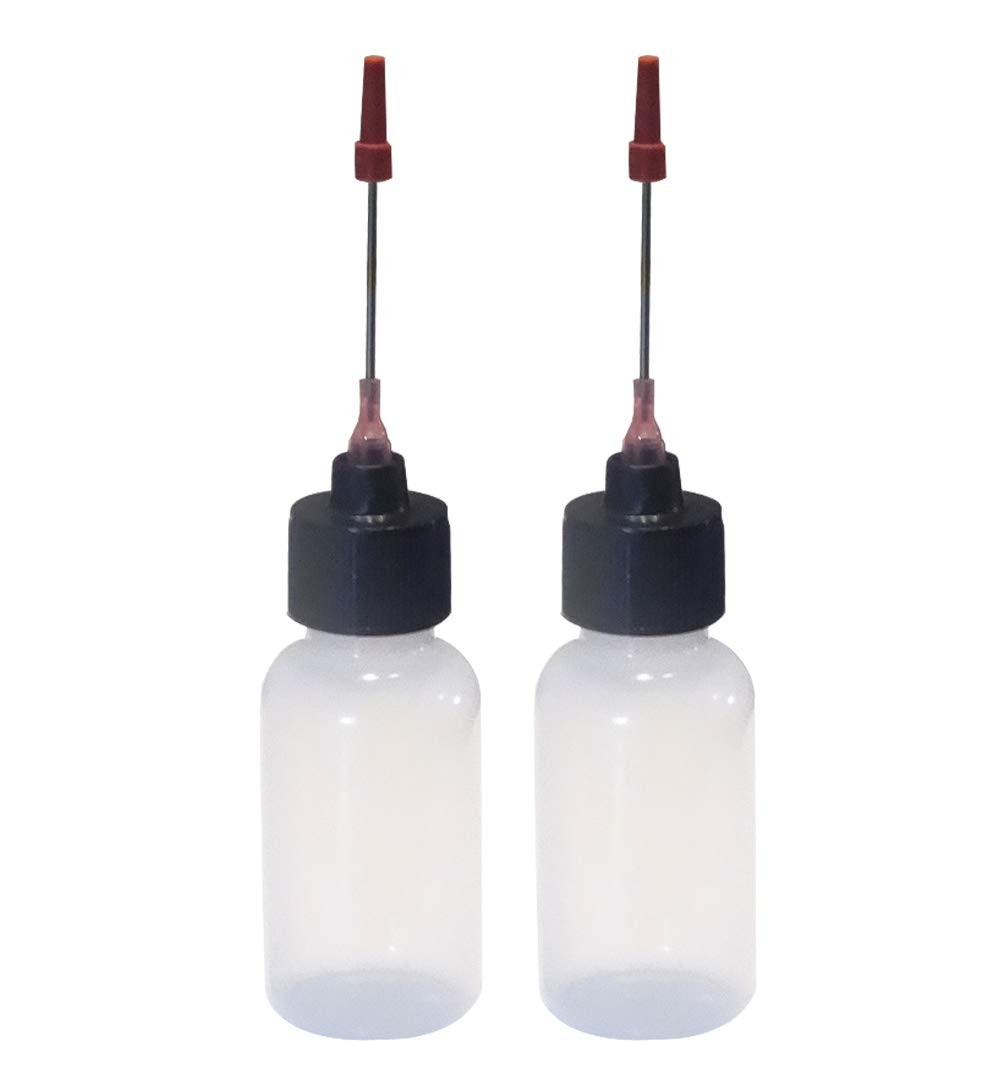 2 Pack 1 OZ Bottles with Stainless Needle Tip, Precision Tip Applicator Bottl…