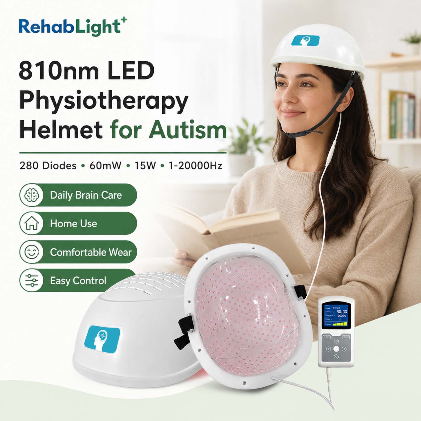 810nm Infrared Light Helmet 280 LEDs for Migraine Head Brain Chronic Pain Home