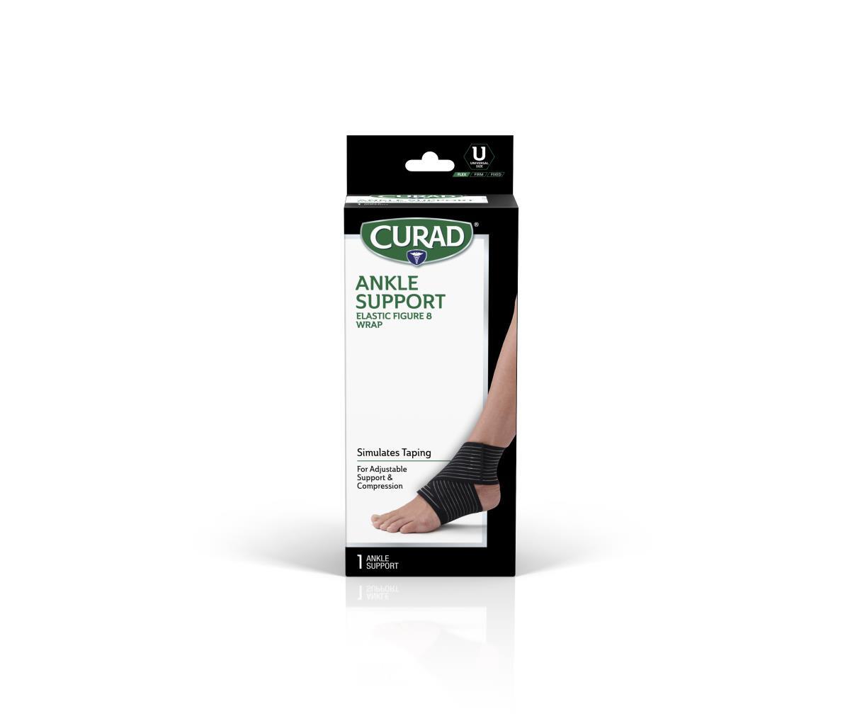 CURAD Figure-8 Elastic Ankle Wrap, Black, Universal Size, 7.5″ to 11″, Each