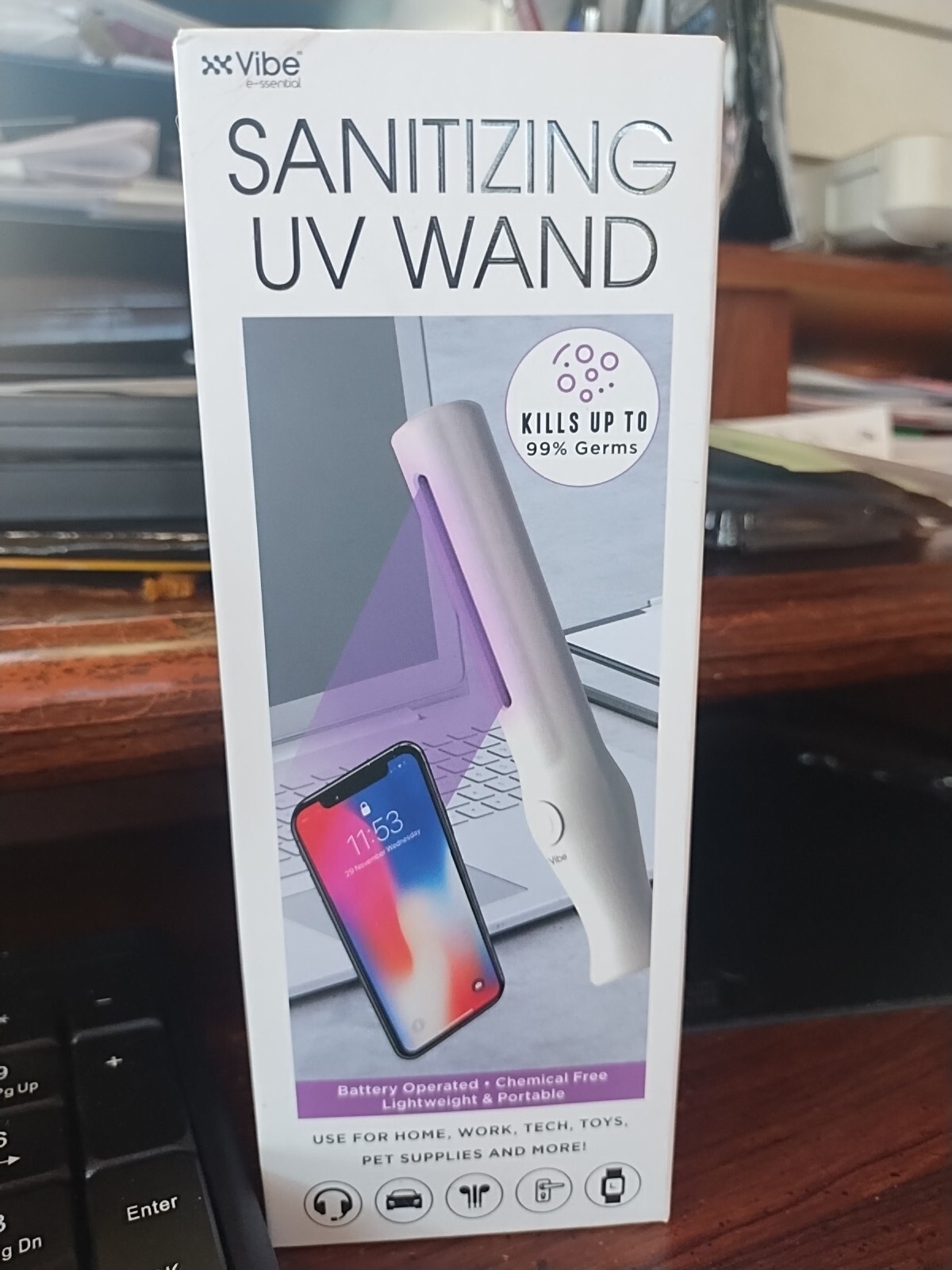 Vibe Sanitizing Wand Battery Operated Kills Up To 99% Of Germs Small Compact