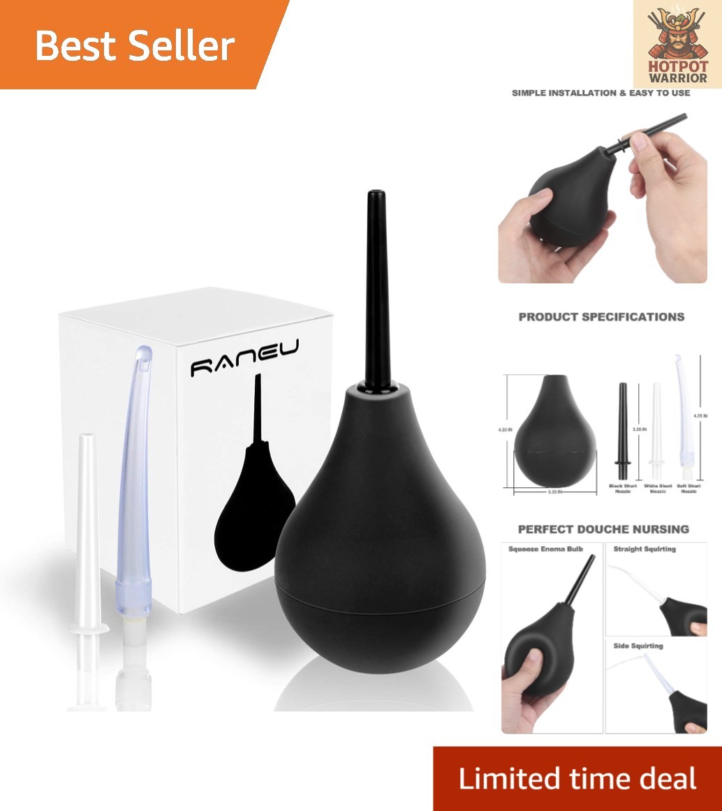 Versatile Enema Bulb Douche Kit – 3 Nozzles for Men & Women – Safe & Effective