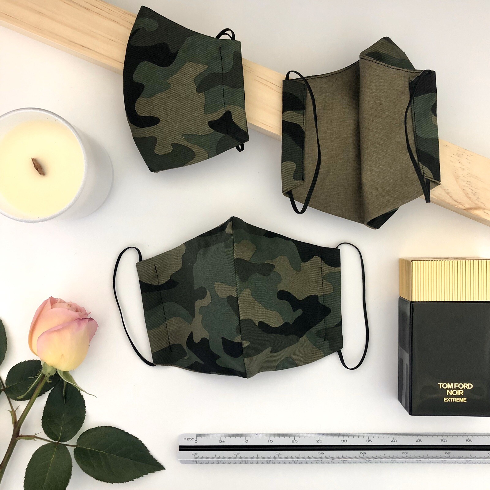 Cotton Reusable Washable Double Layer Face Masks Adult Unisex – Camo Green