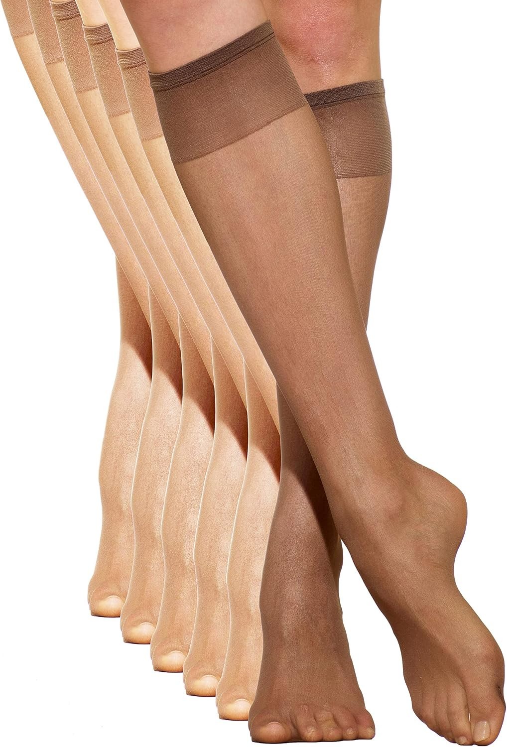 Essential Women’s Knee Highs – 6 Pair Pack for Energizing Comfort in Mocha